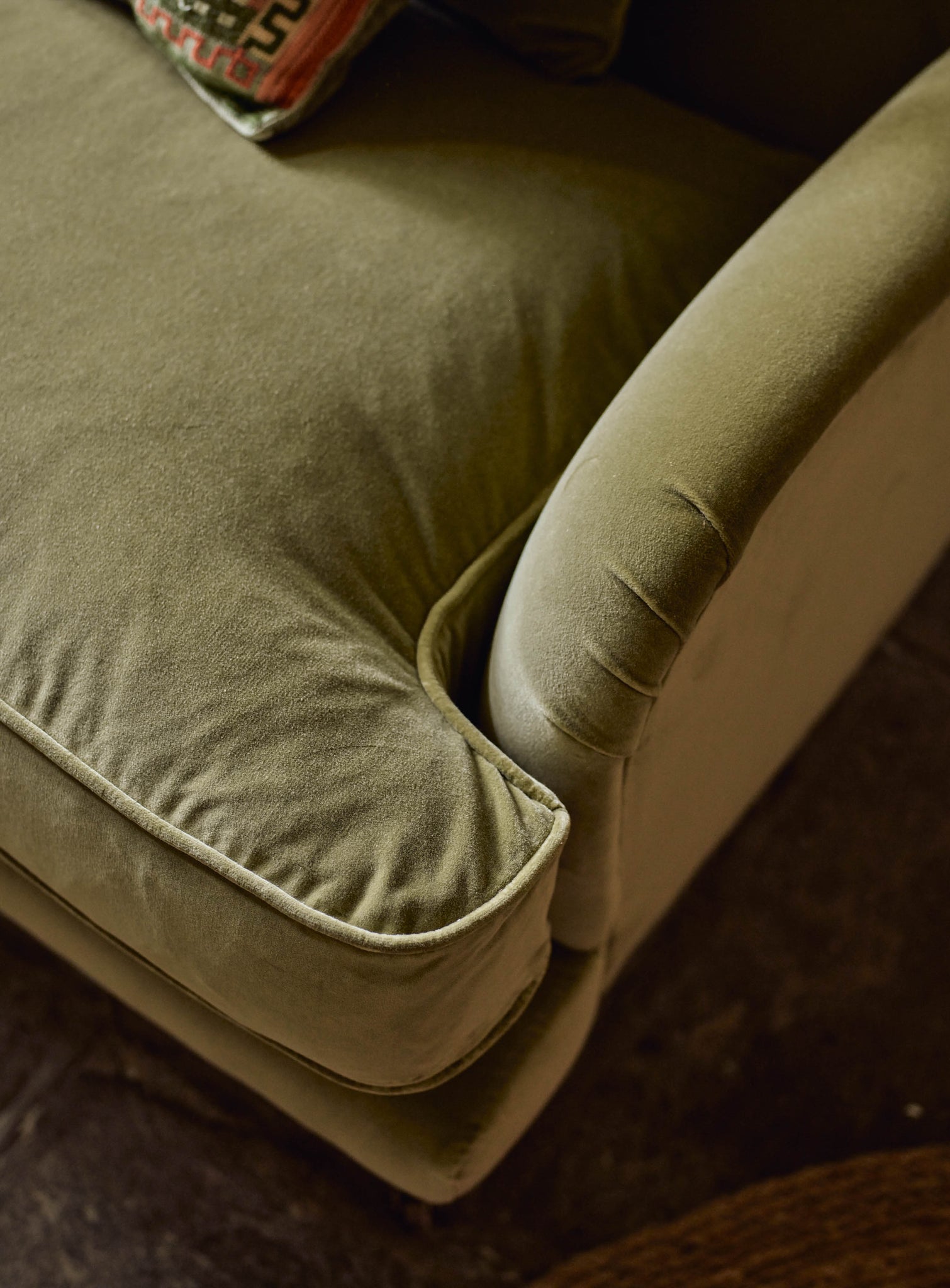 Abington Sofa, Three Seater, Rust Velvet