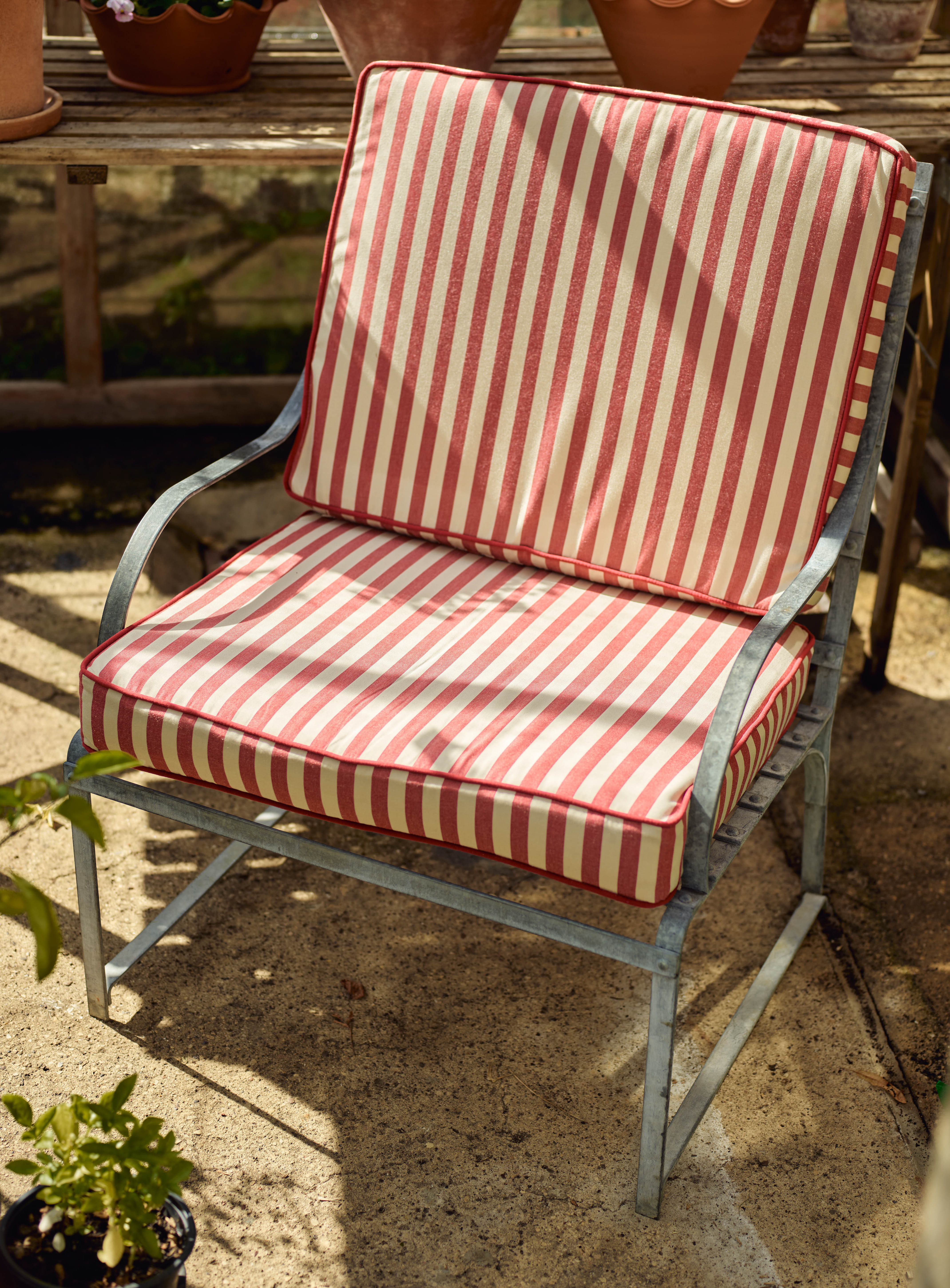 striped outdoor chair pads