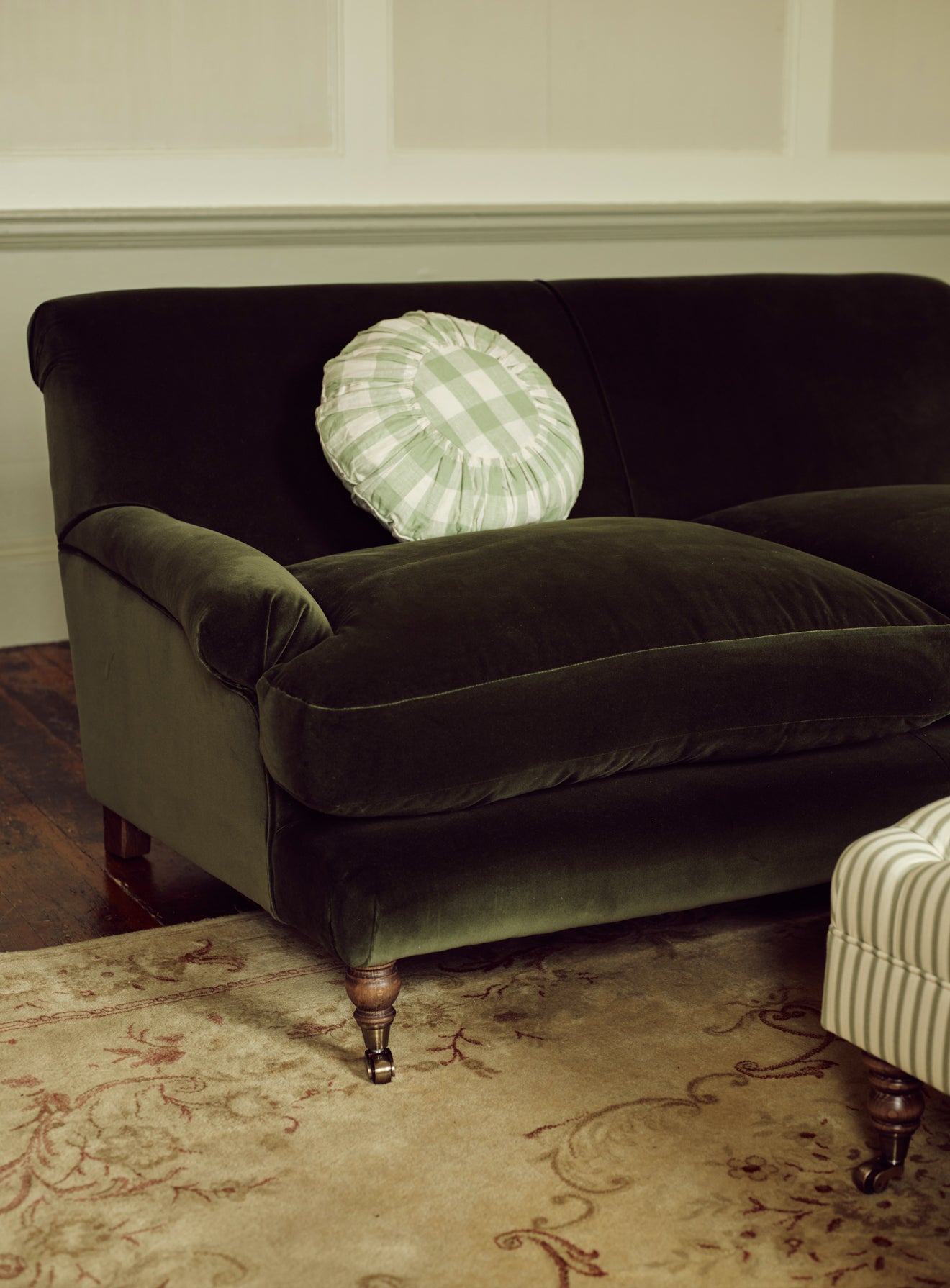 Remy Sofa, Two Seater, Dark Olive Velvet