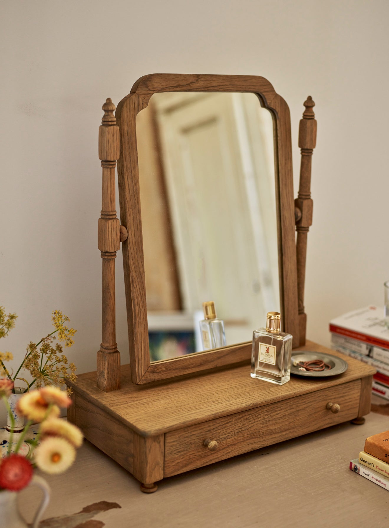dressing mirror wood JASIWAY Wooden Dressing Table with LED Mirror