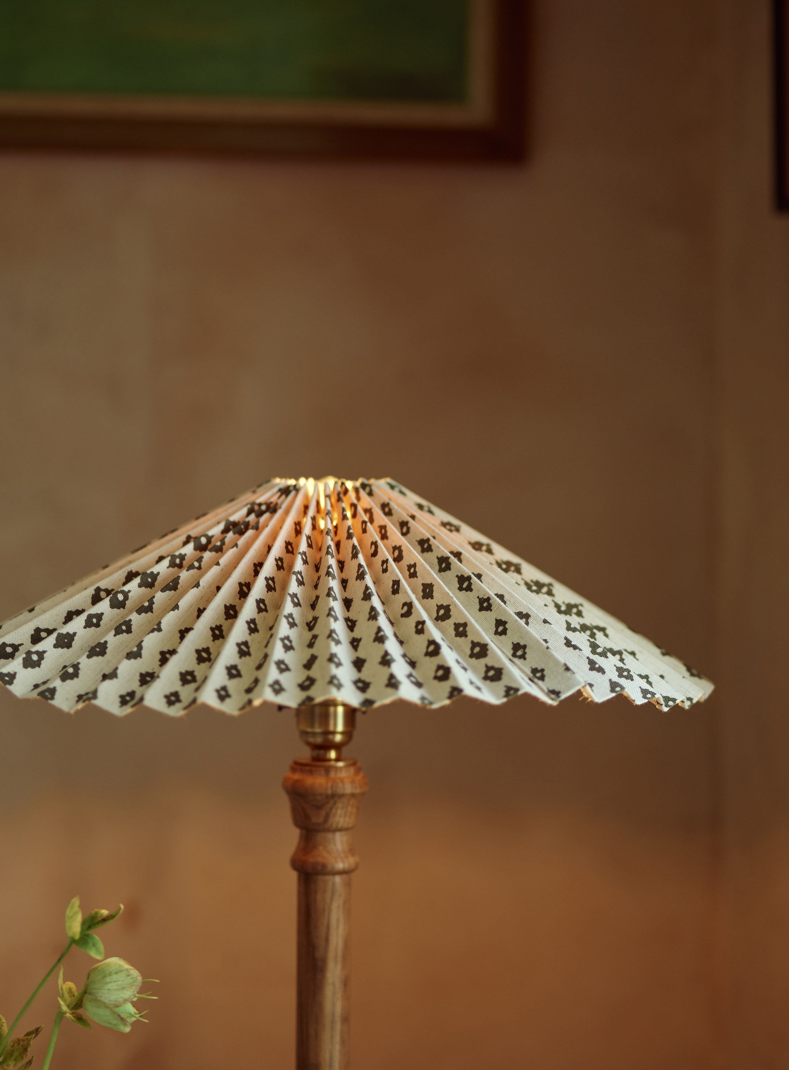 Nora Pleated Lampshade, Large, Ditsy Olive | Rowen & Wren