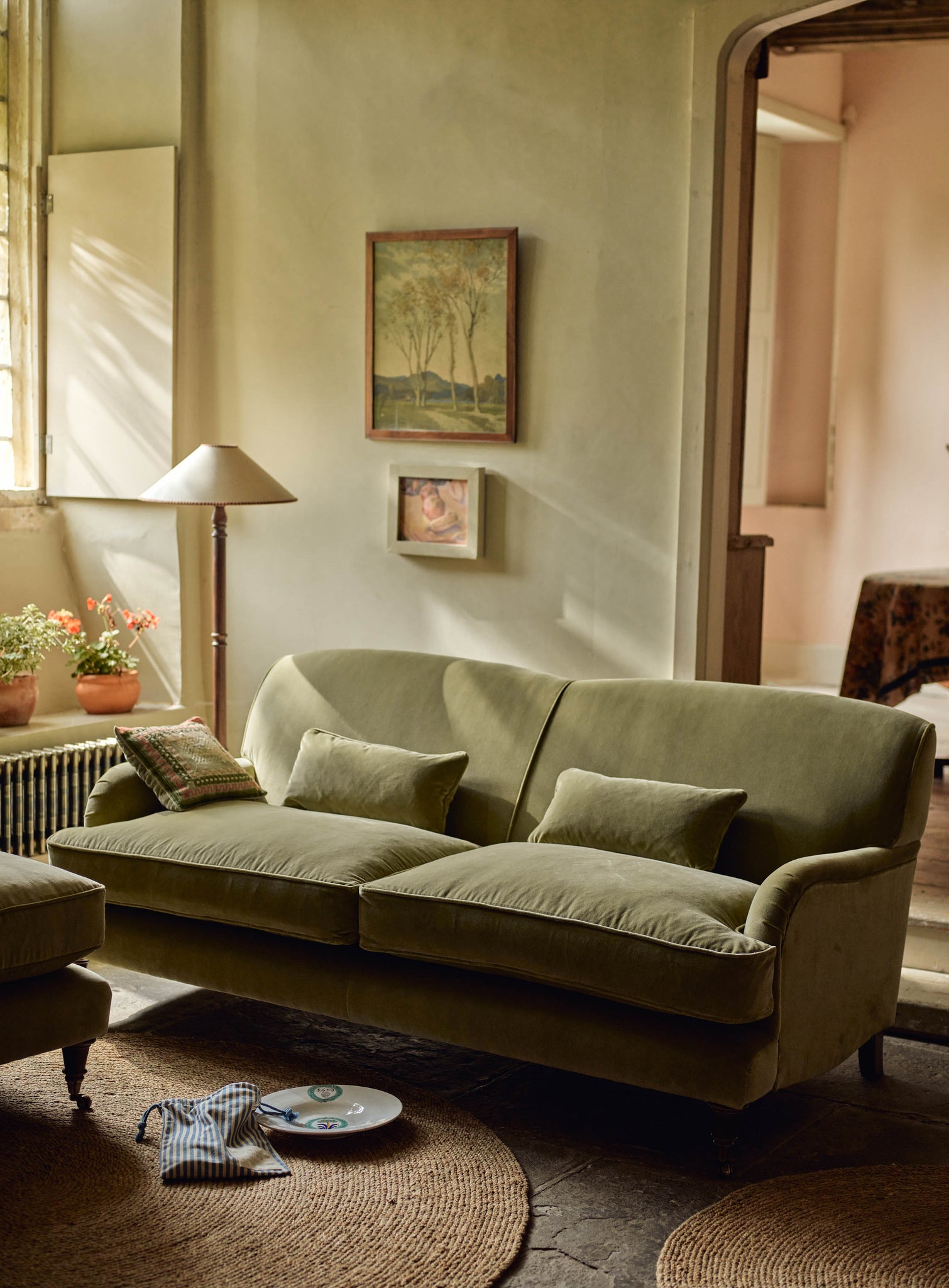 Abington Sofa, Three Seater, Rust Velvet
