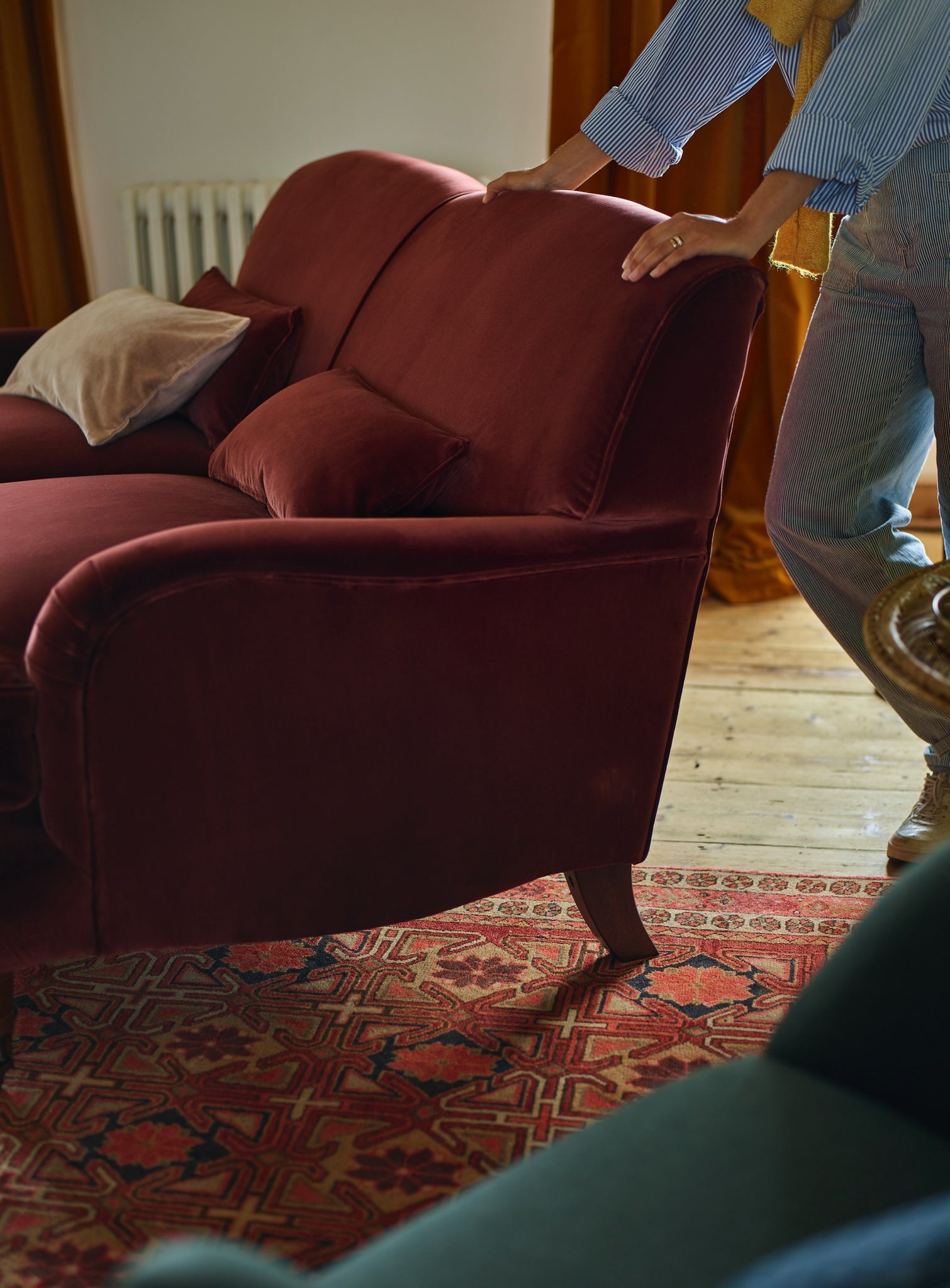 Abington Sofa, Two Seater, Rust Velvet