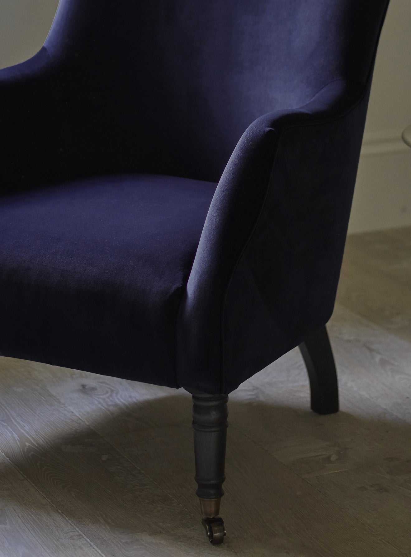 Bromley Wingback Chair, Midnight Blue Velvet
