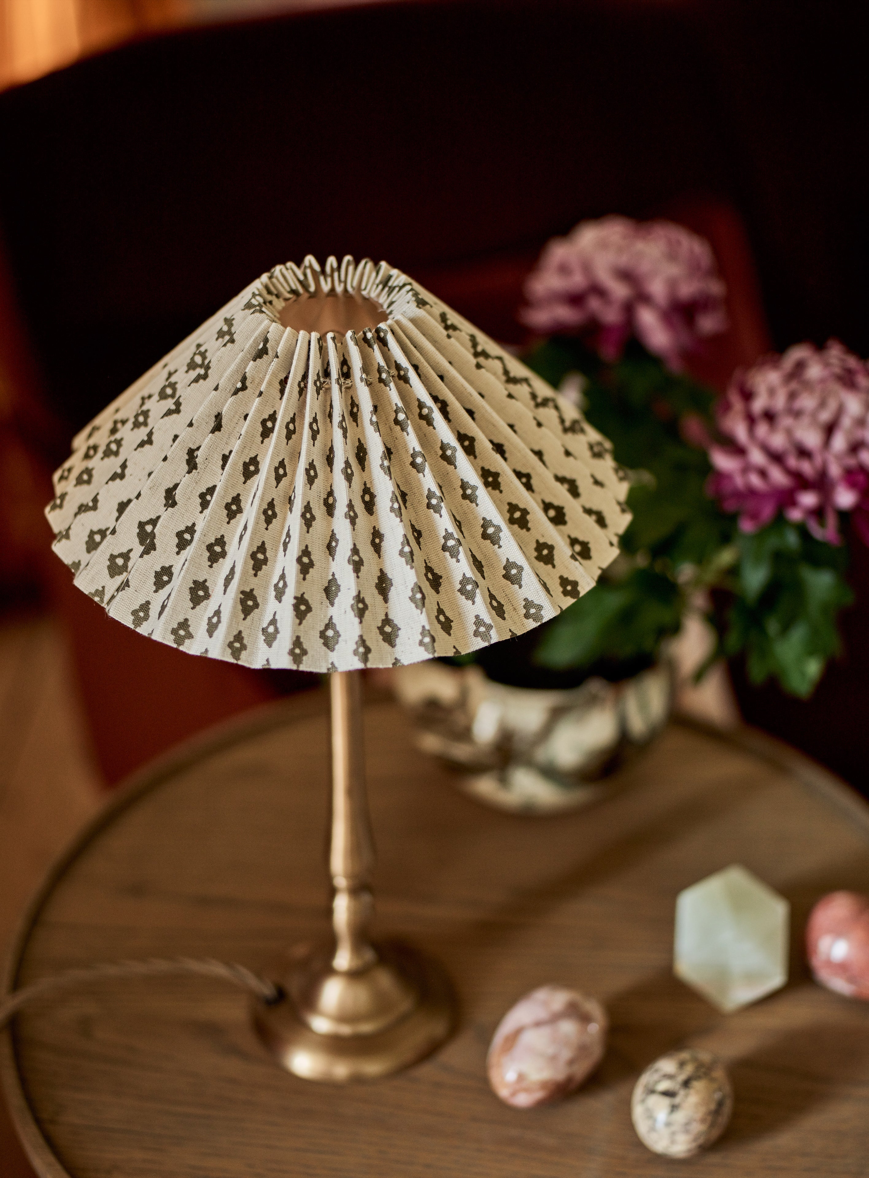 Nora Pleated Lampshade, Small, Ditsy Olive Rowen Wren