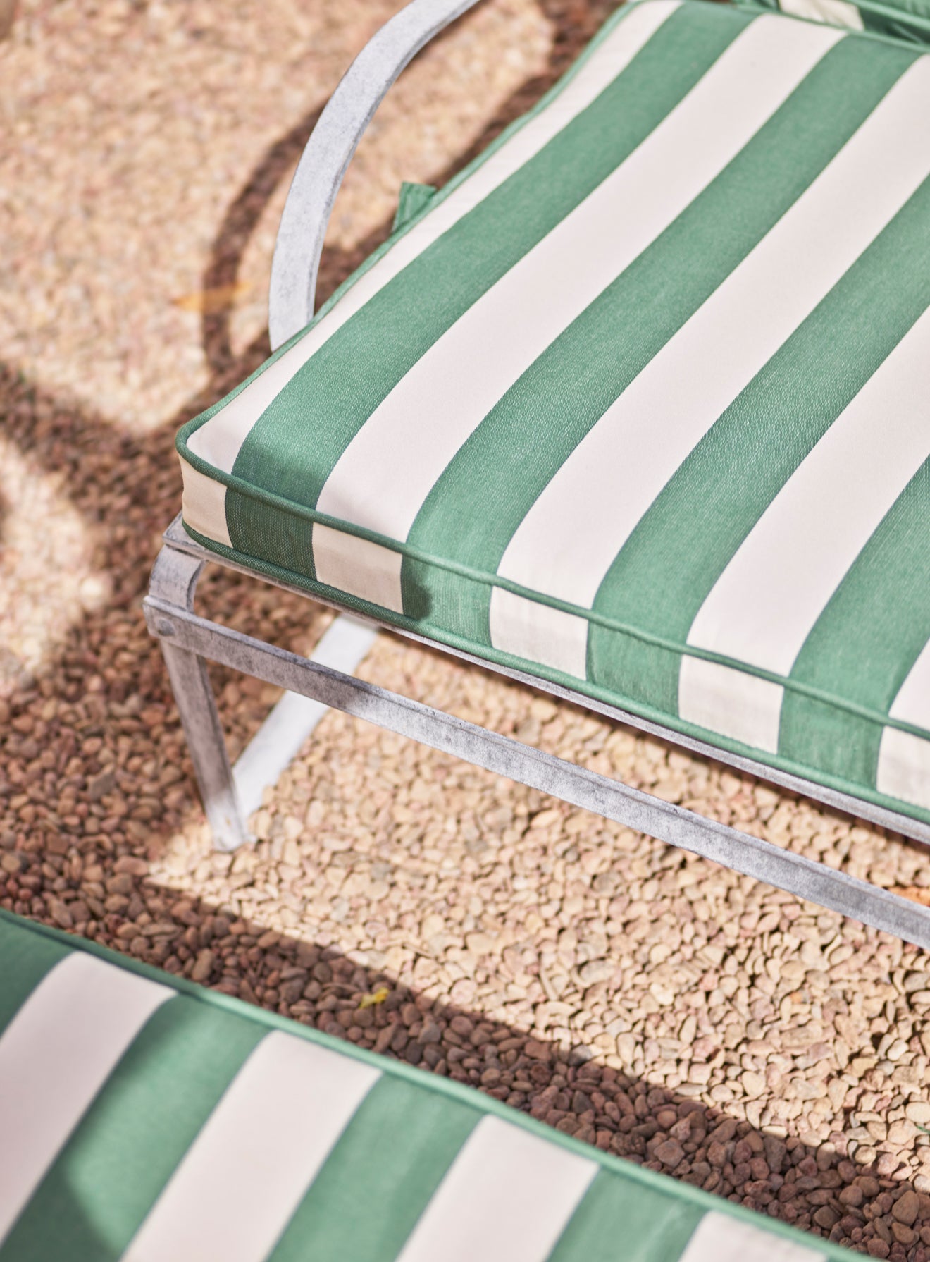 Sudbury Sun Lounger Cushion, Green Awning Stripe