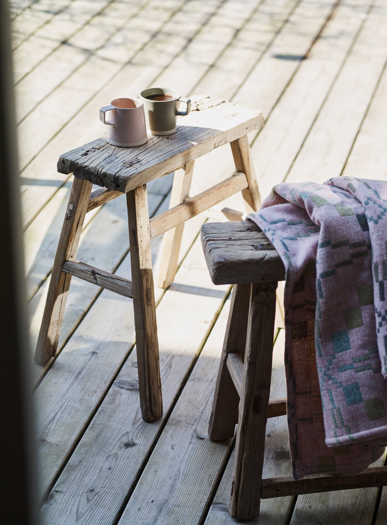 Benvy Rustic Wooden Stool Small Rowen Wren
