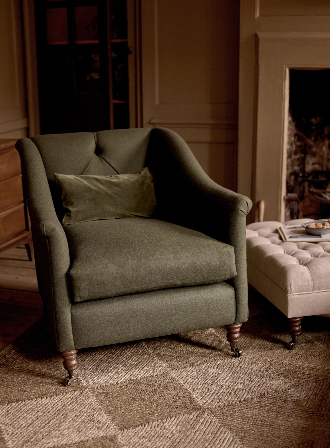 Elbert Armchair, Moss Wool Rowen Wren1