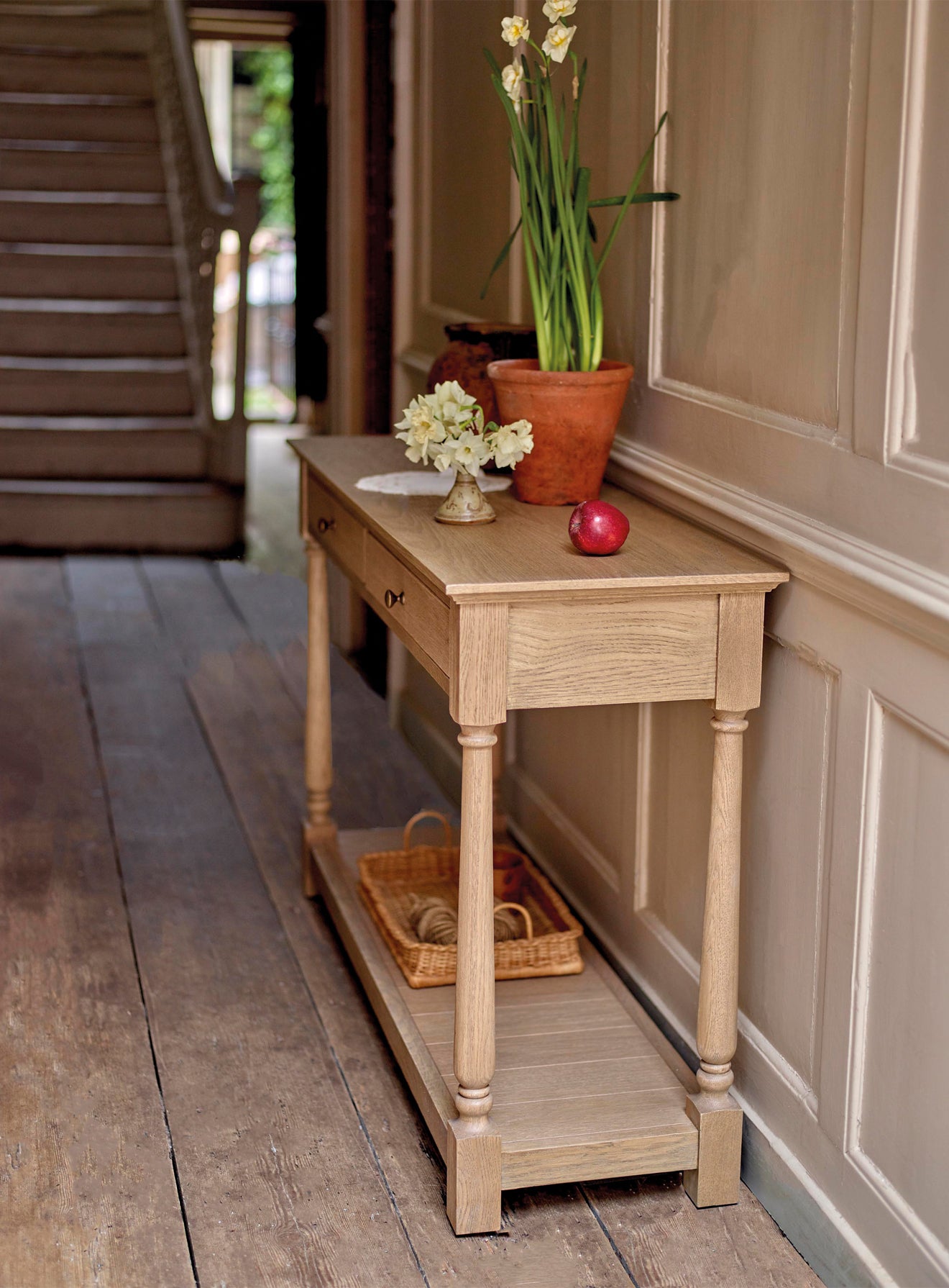 Everett Oak Console Table Solid Oak Hall Table Rowen Wren