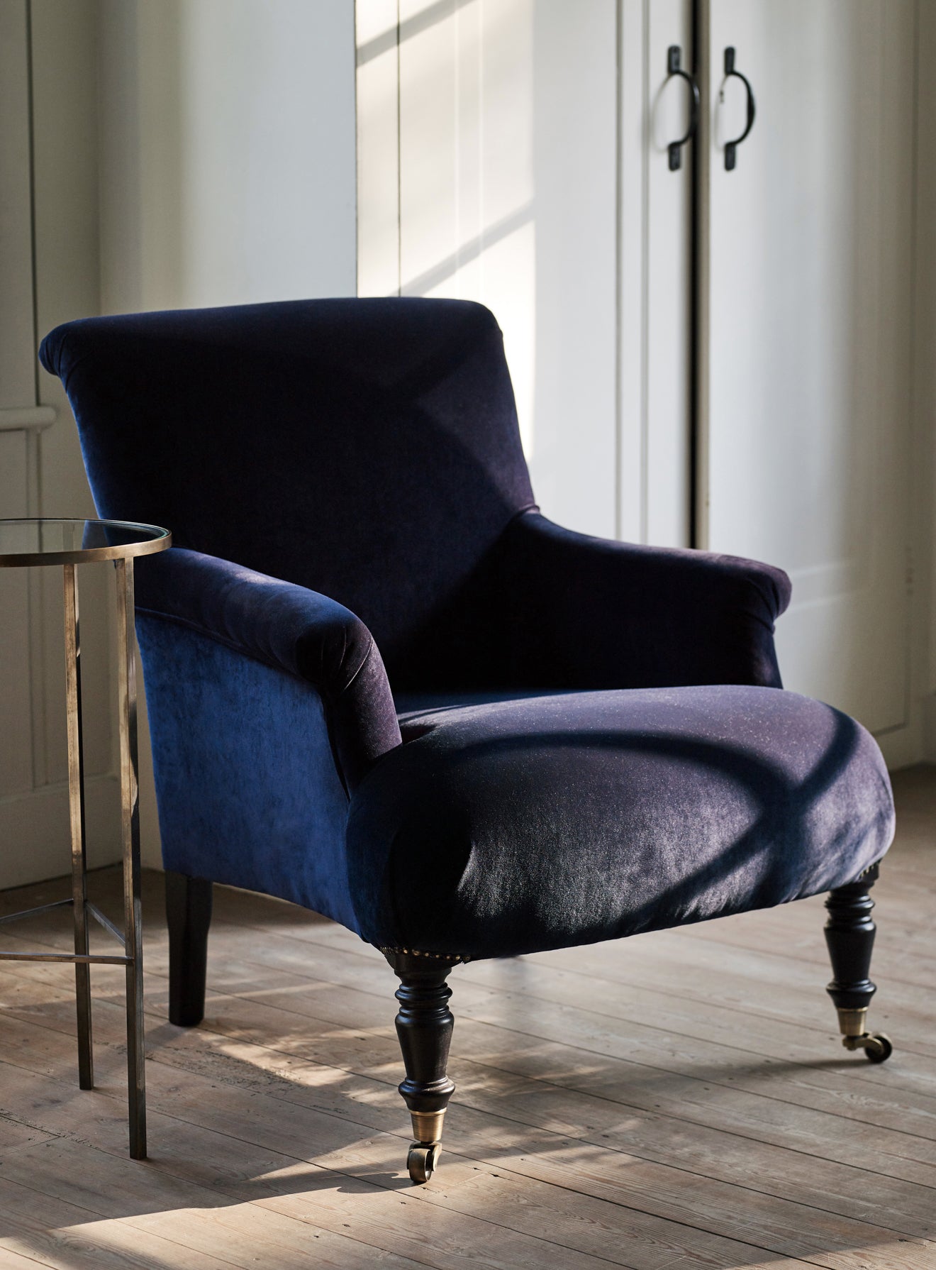 Finley Armchair, Midnight Blue Velvet Rowen Wren - Main Image
