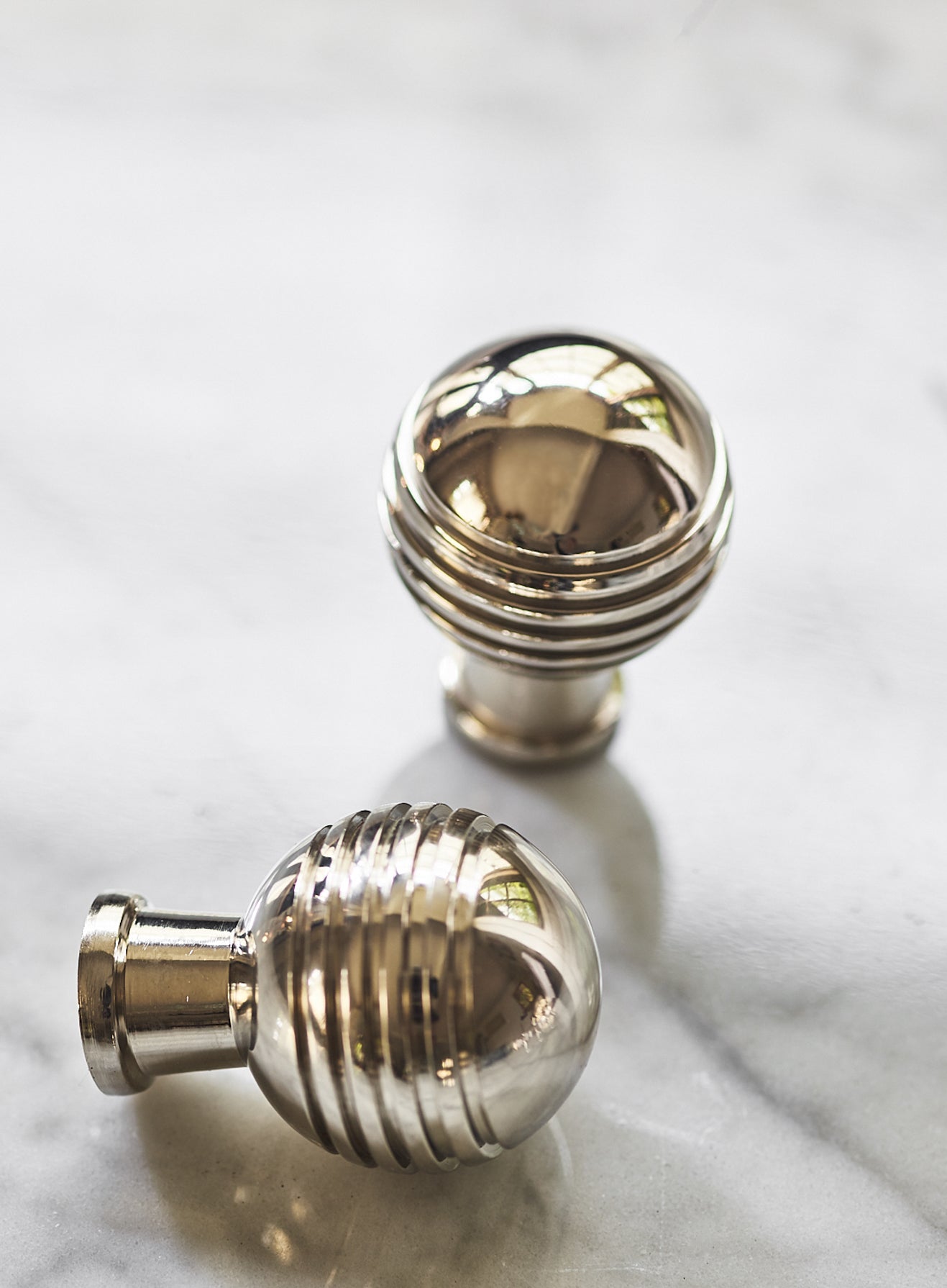 Grove Grooved Rounded Knob, Bright Nickel
