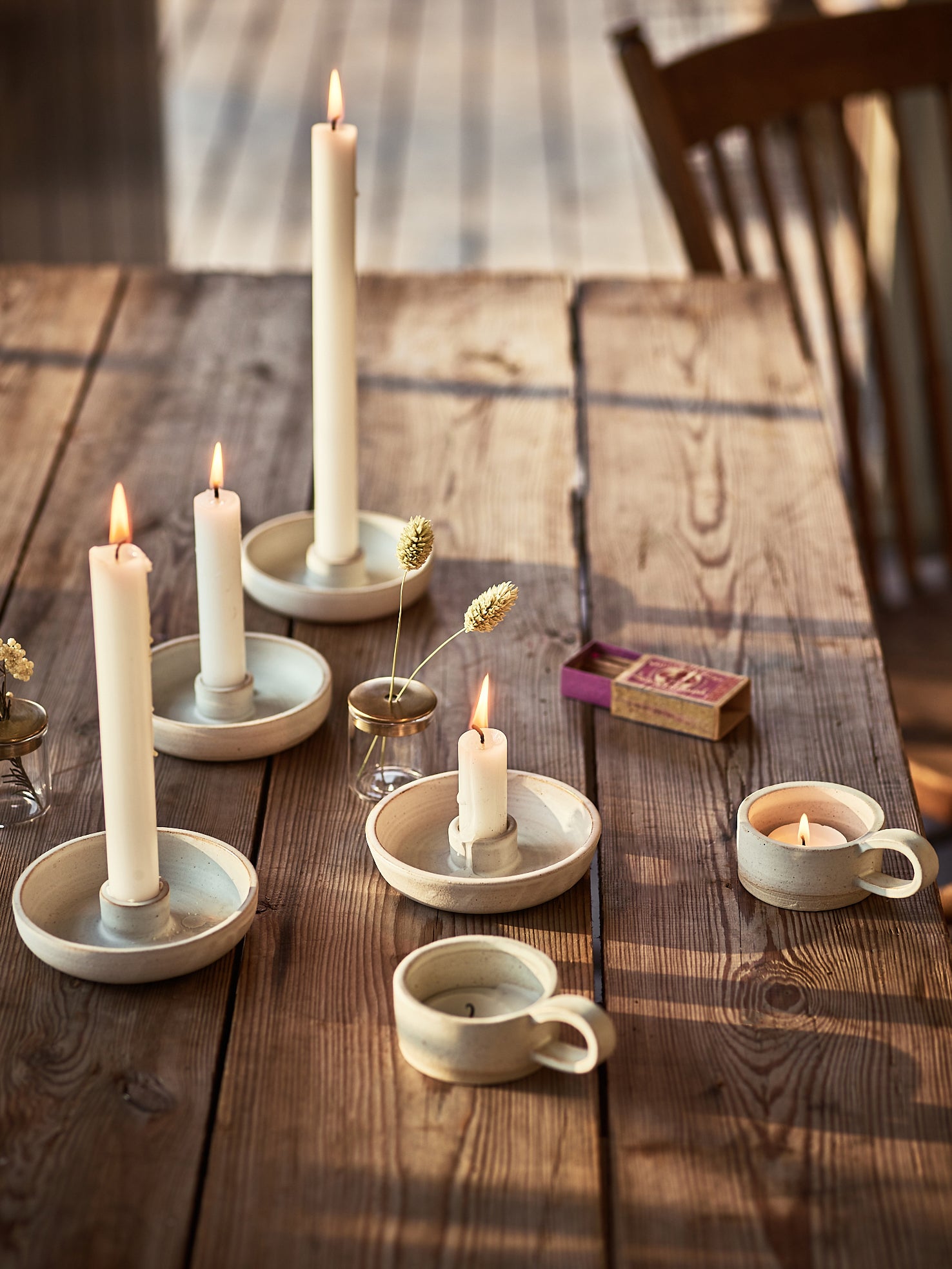 Stoneware Candle Holders Primitive Ceramic Candle Holder – Stone