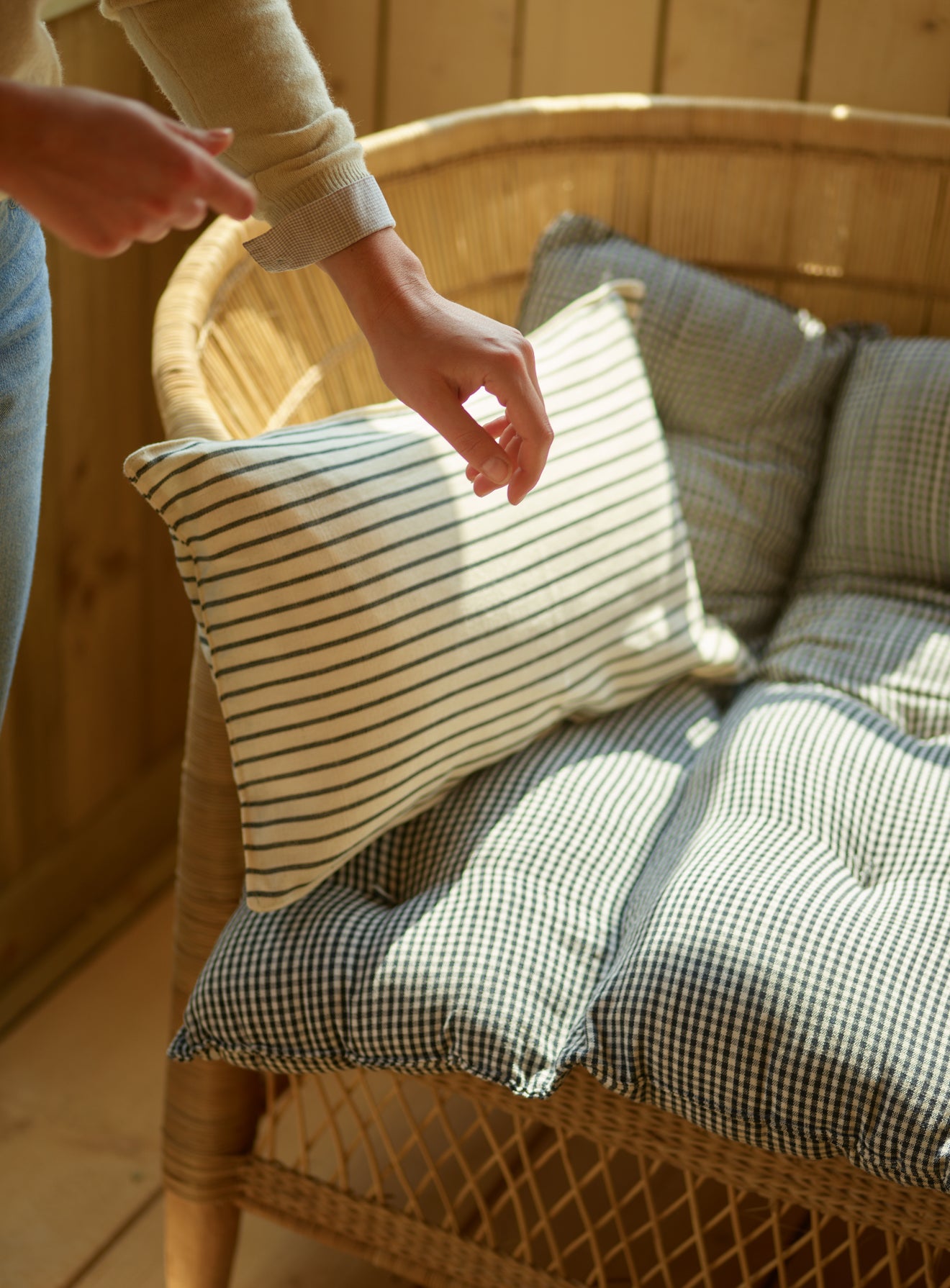 Handwoven Cotton Cushion Cover, Black Stripe