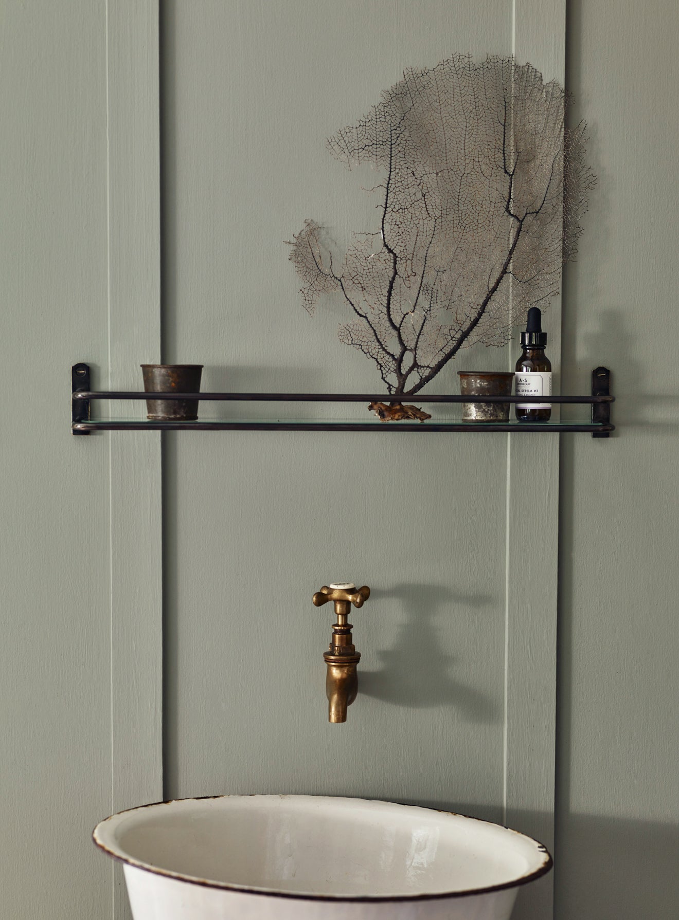 Bilton Bathroom Shelf, Blackened Brass