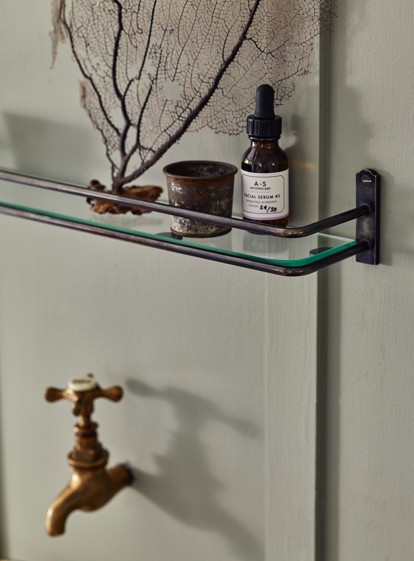 Bilton Bathroom Shelf, Blackened Brass