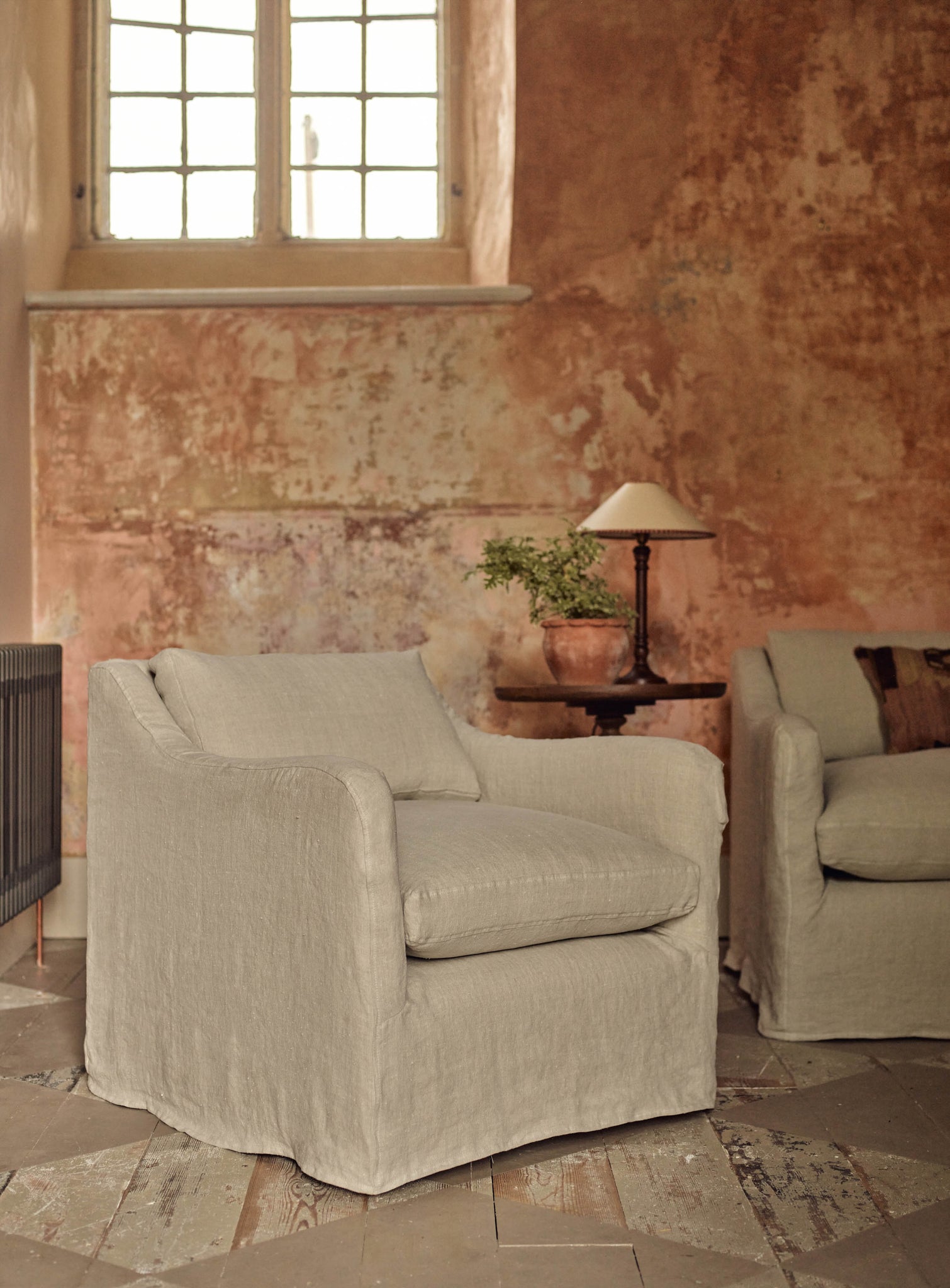 Warren Loose Cover Armchair, Flax Linen Rowen Wren