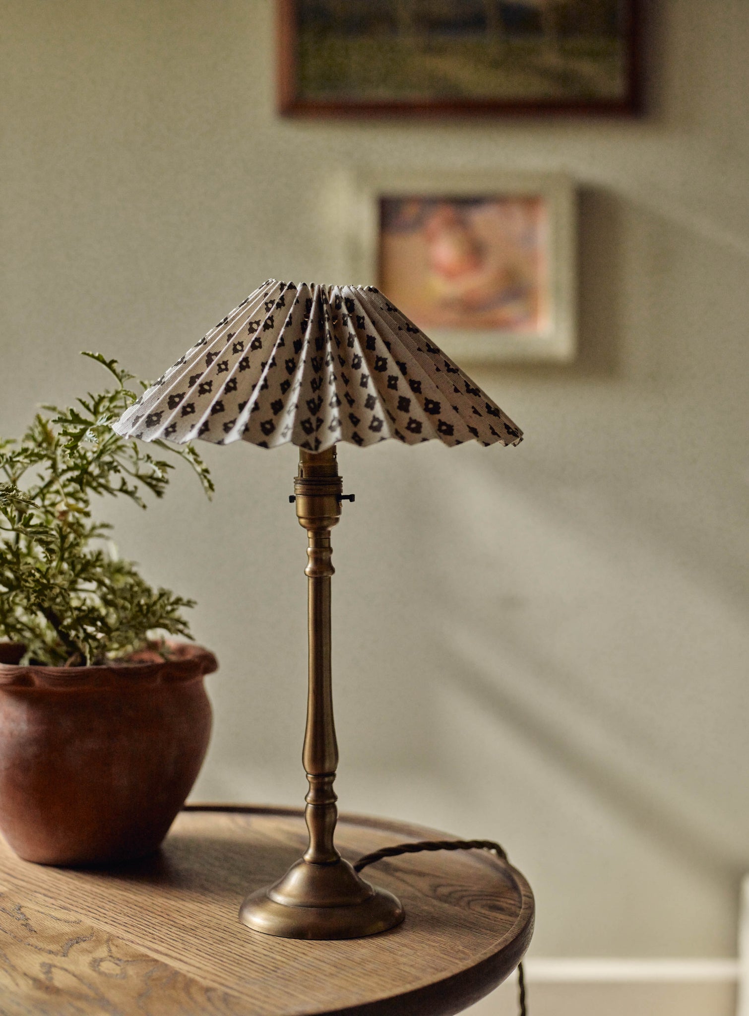 Nora Small Pleated Lampshade – Ditsy Olive | Rowen & Wren
