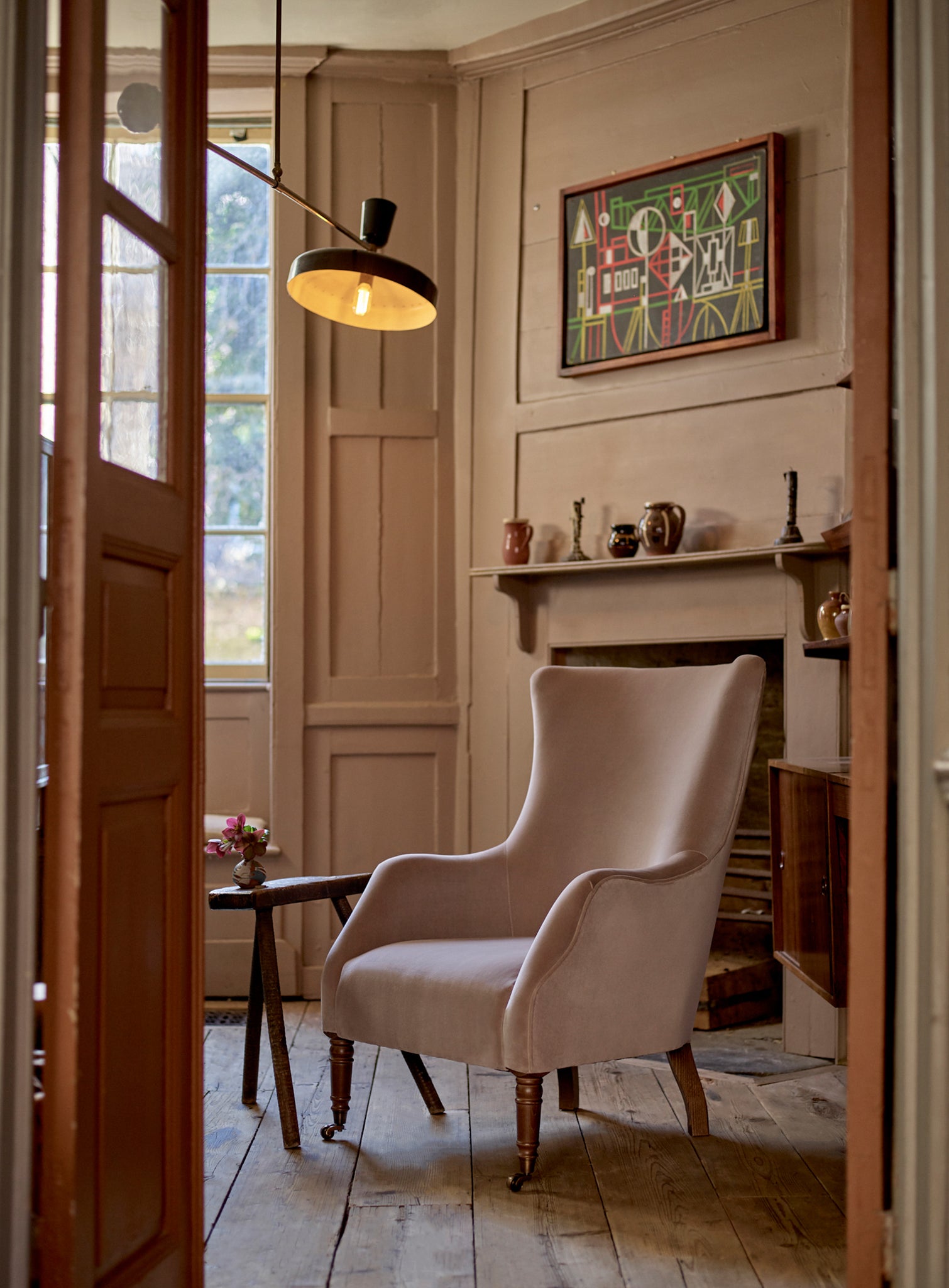 Bromley Wingback Chair, Rust Linen
