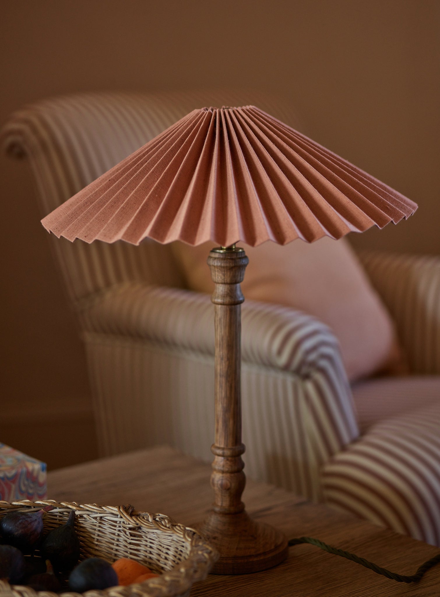 Nora Pleated Lampshade, Large, Plaster Pink
