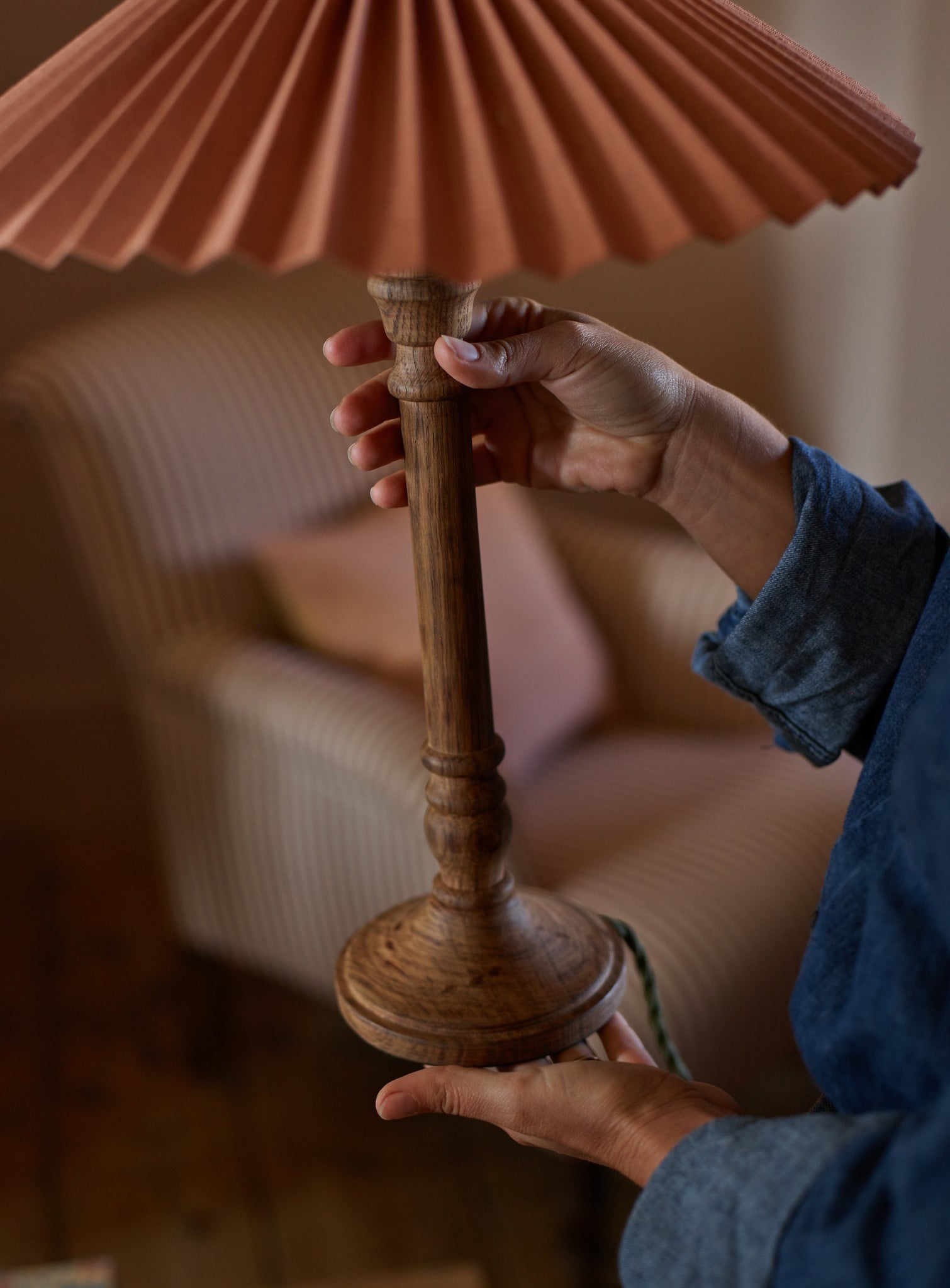 Edwin Oak Table Lamp, Light Oiled