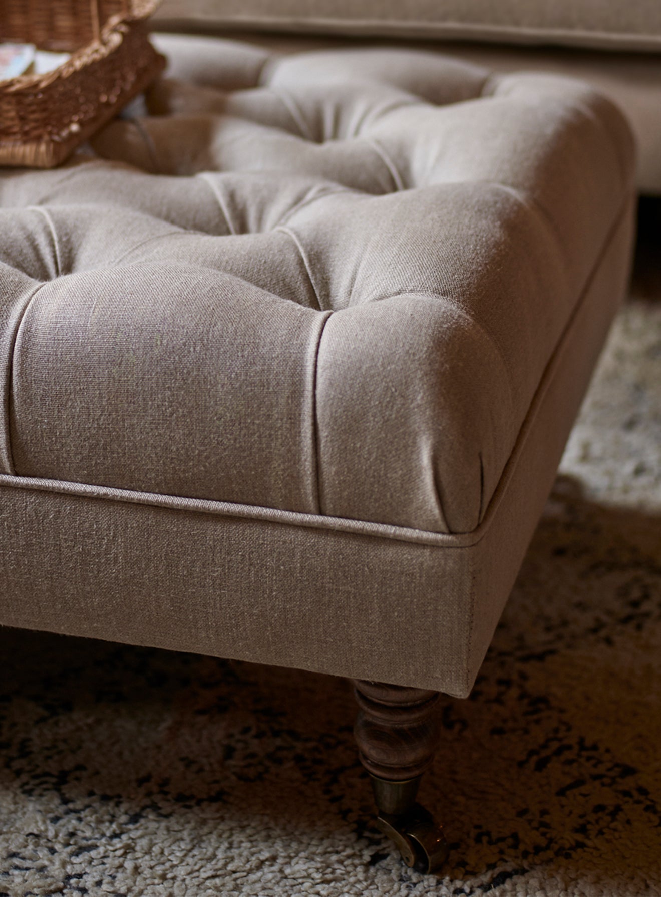 Elbert Footstool, Straw Cotton