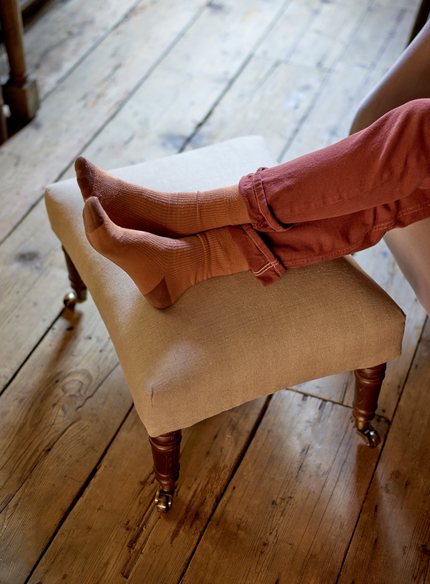 Edmund Footstool, Small, Parchment Cotton