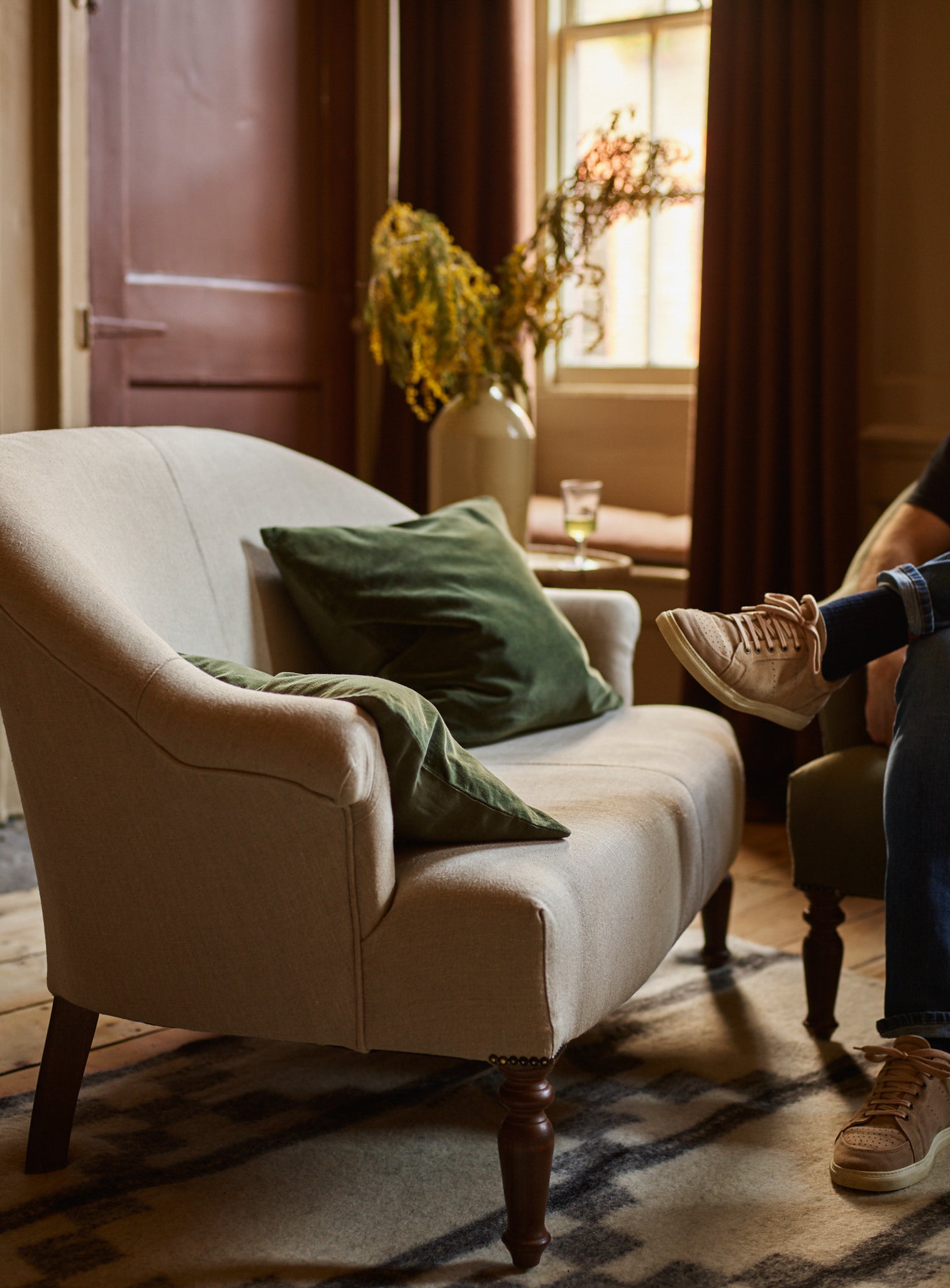 Clandon Sofa, Sage Velvet