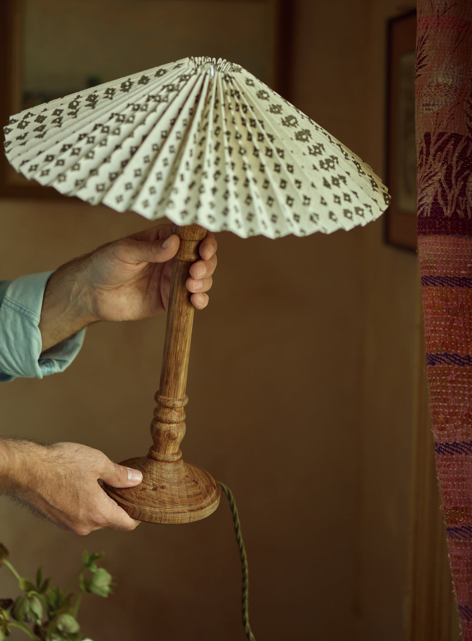 Edwin Oak Table Lamp, Light Oiled