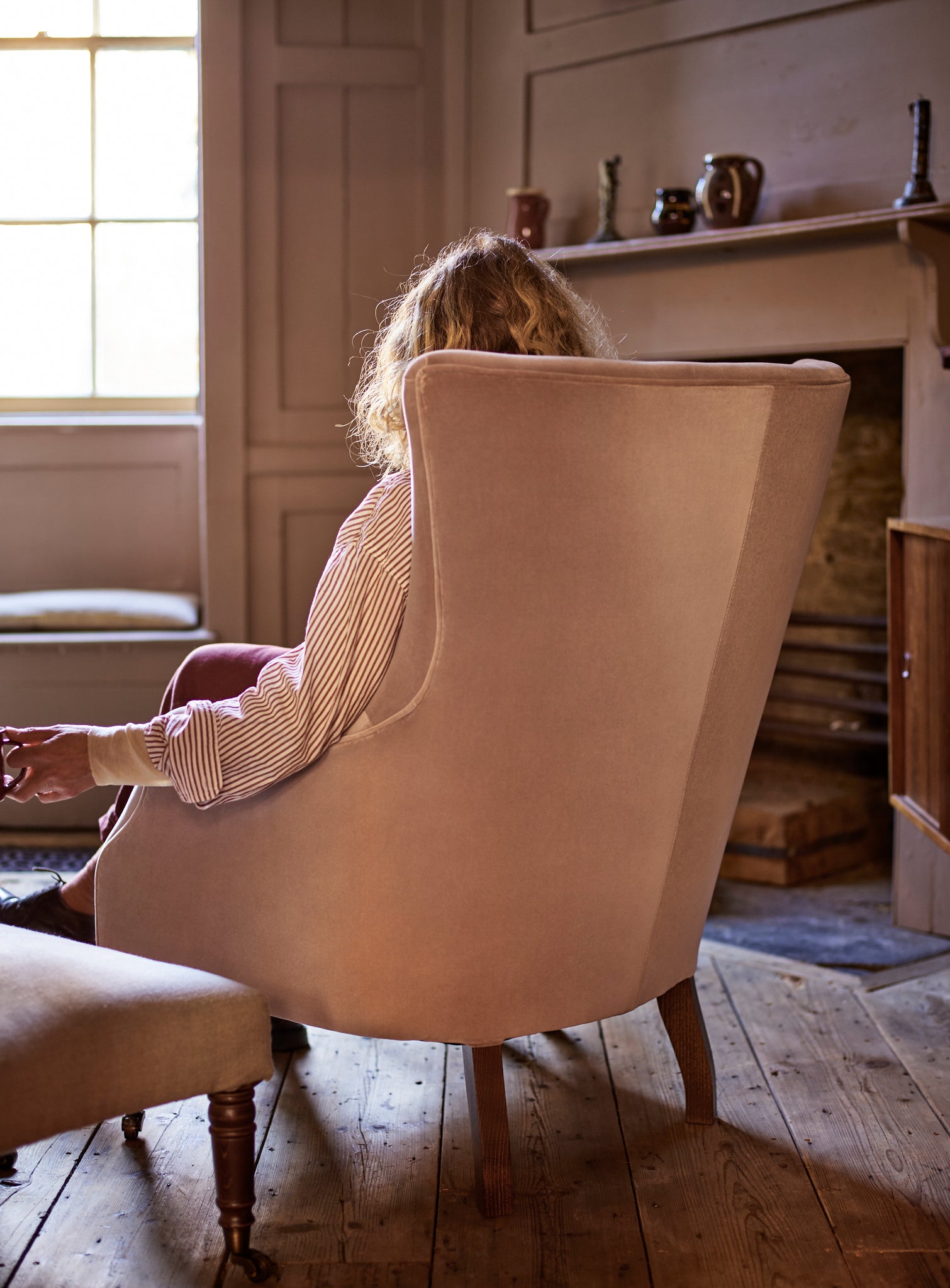 Bromley Wingback Chair, Grey Wool