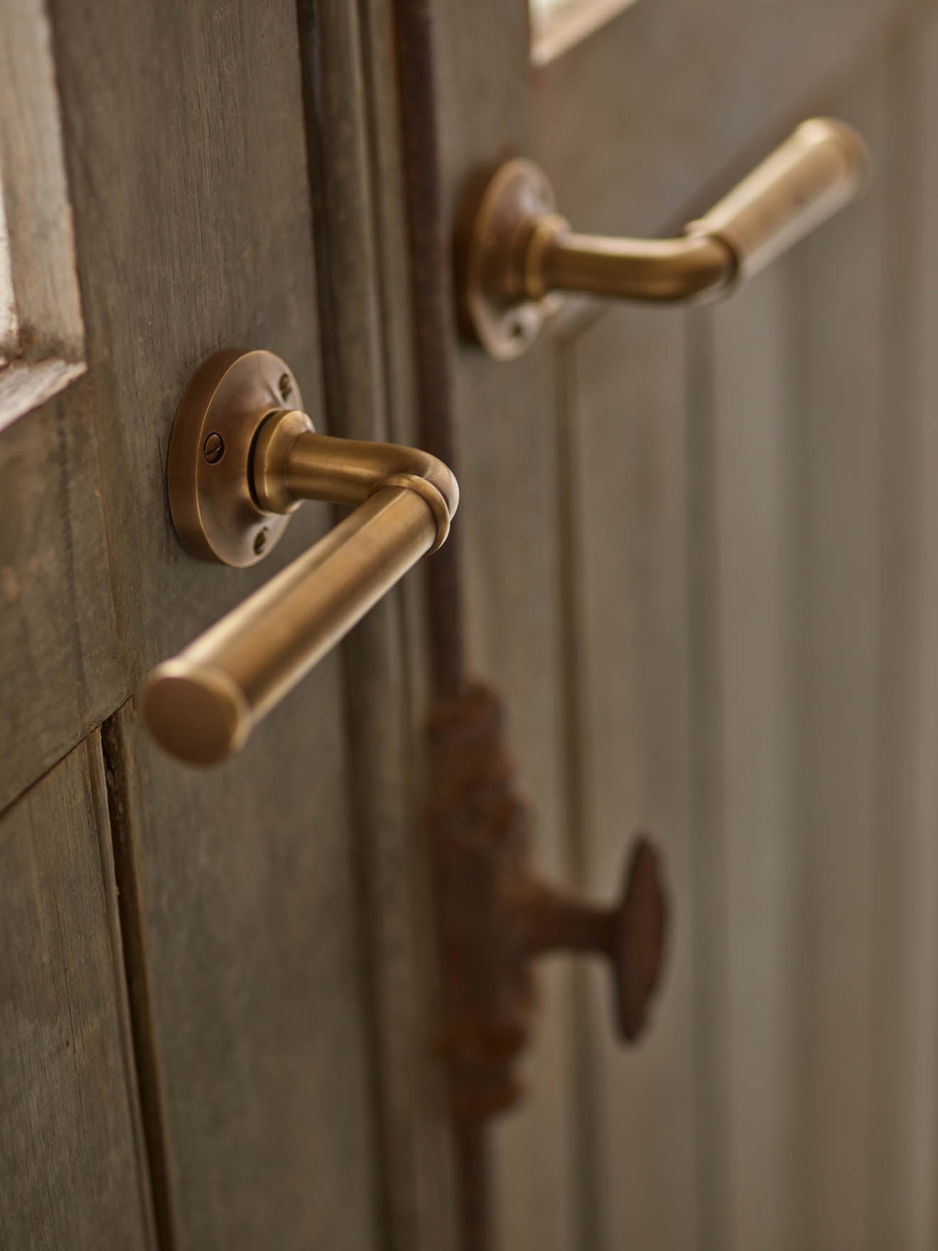 Grove Levered Door Handles, Antique Brass