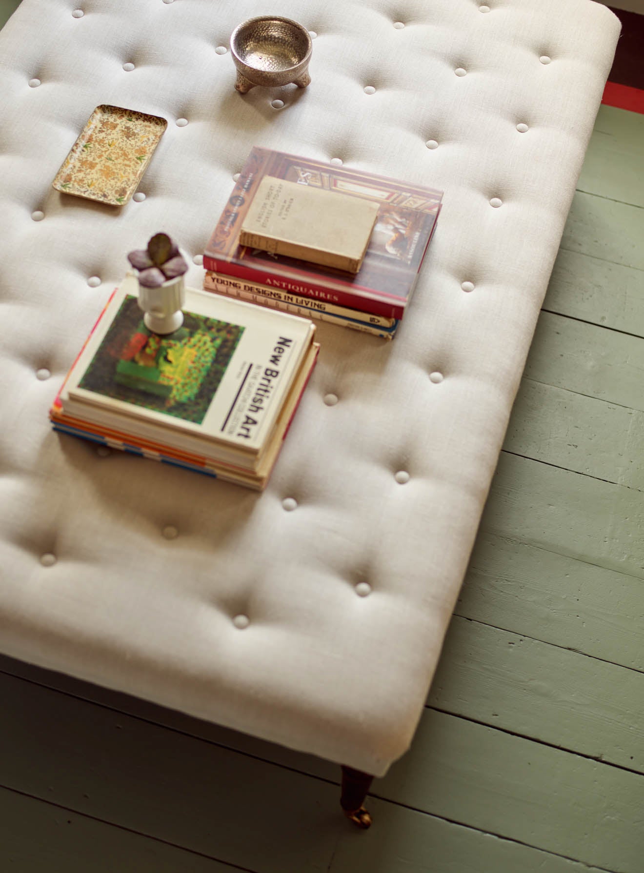 Freyer Footstool, Rectangular, Heritage Pink Stripe