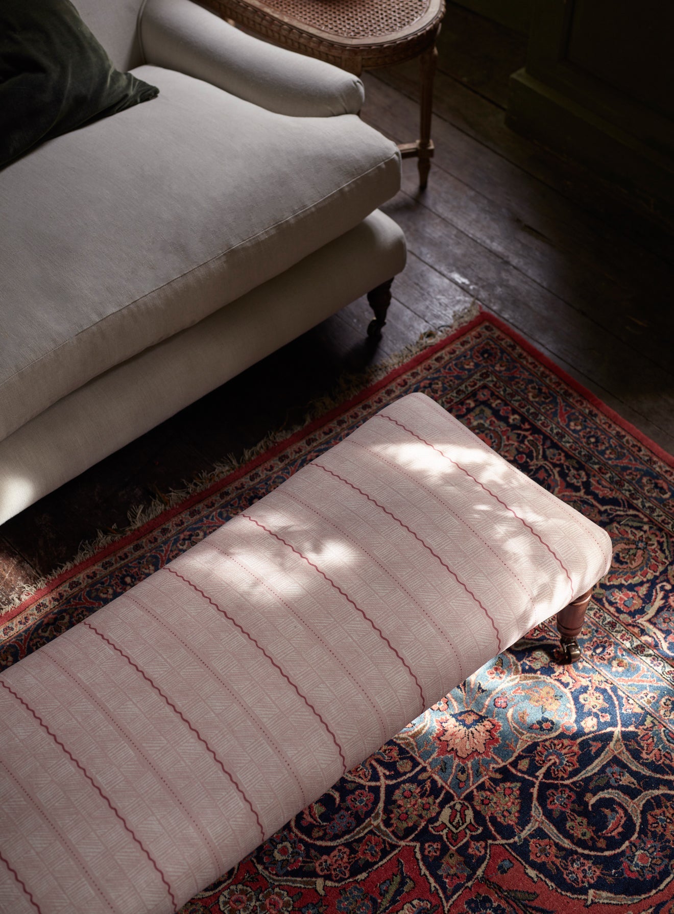 Edmund Footstool, Large, Straw Cotton