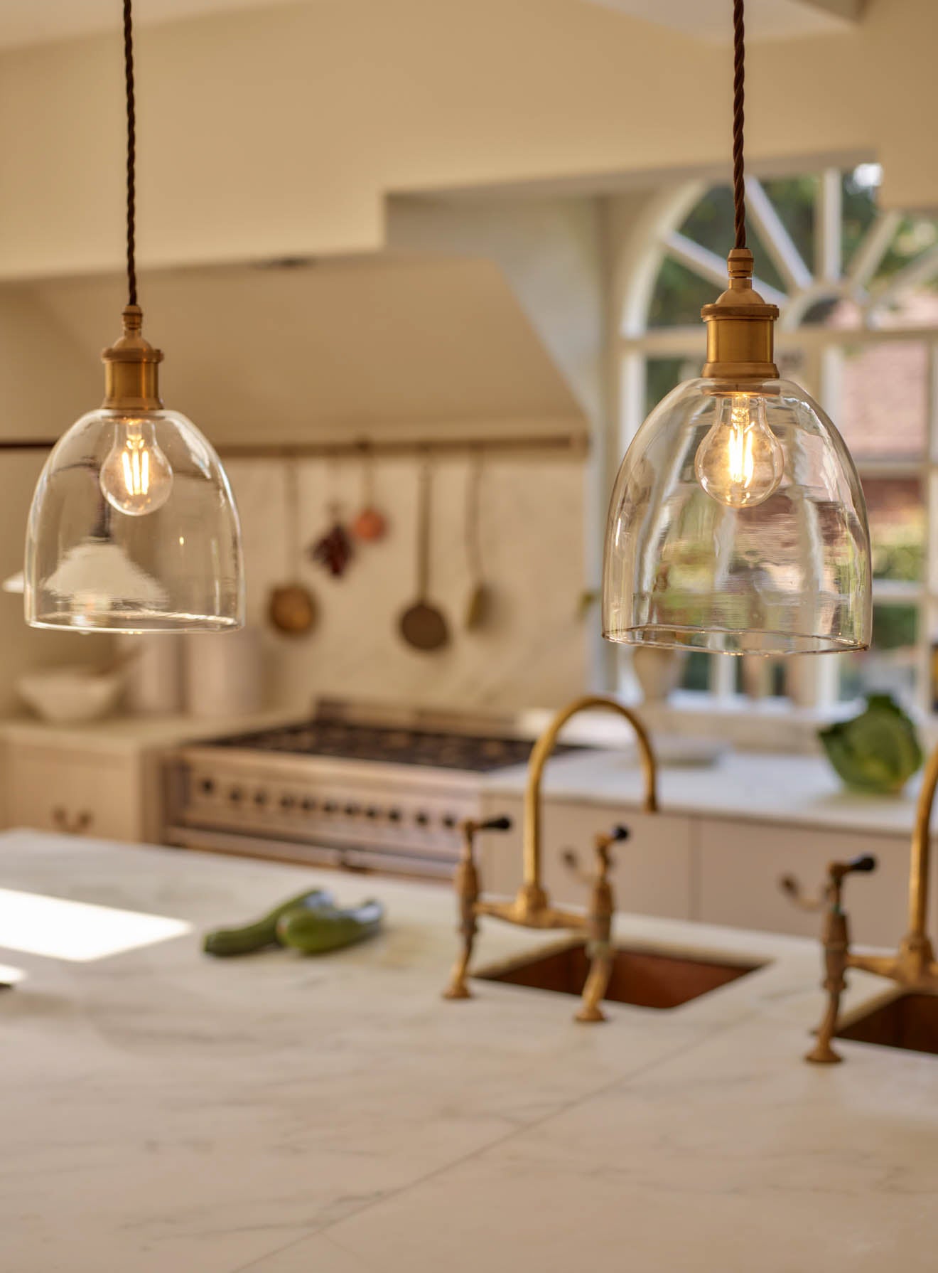 Glass Pendant Lights with Brass Details | Rowen & Wren