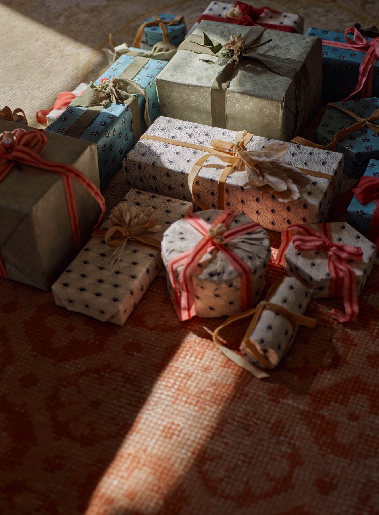 Handmade Wrapping Paper, Sage Spotted, Set of Three