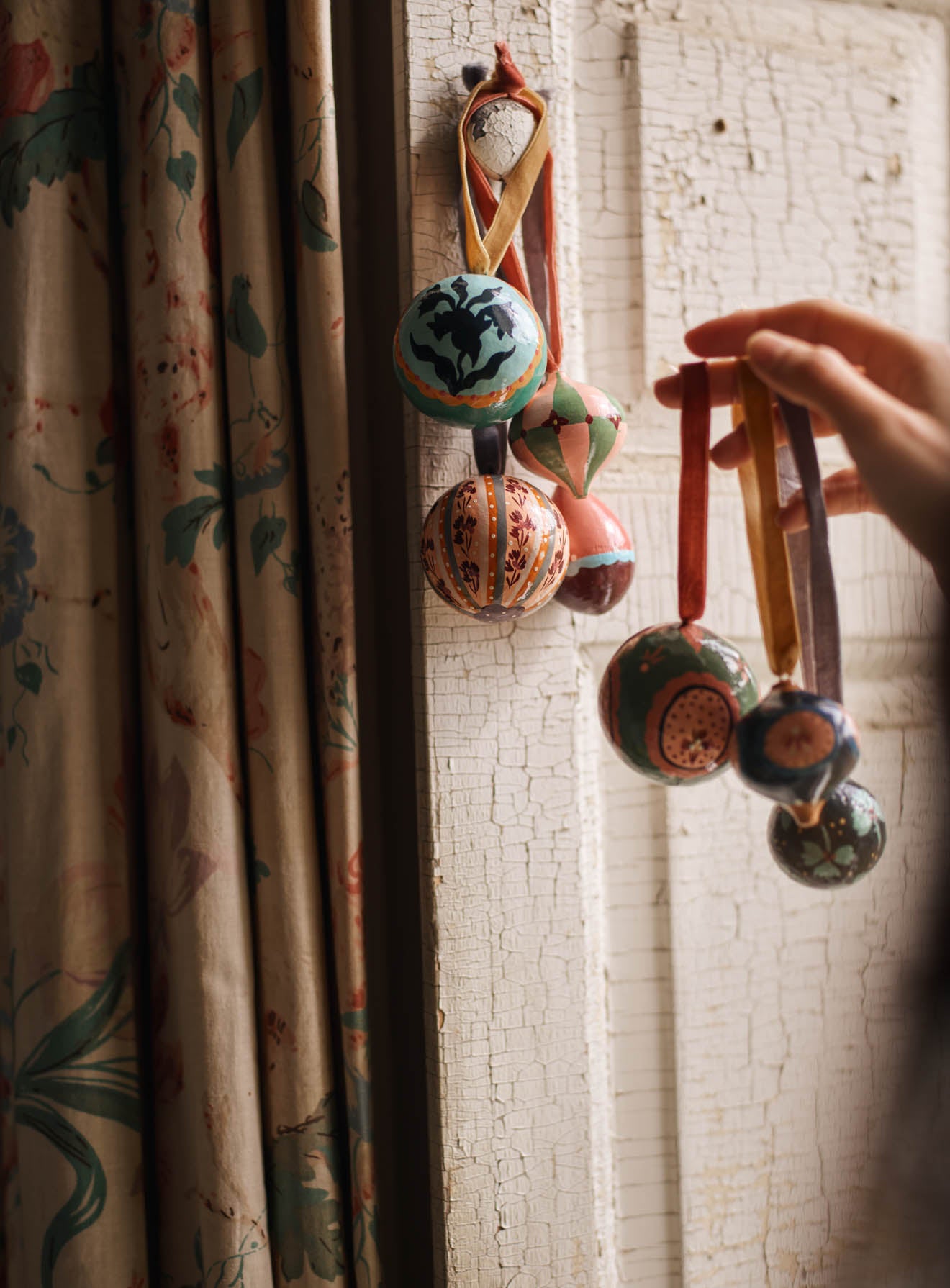 Hand Painted Decorations, Set of Nine