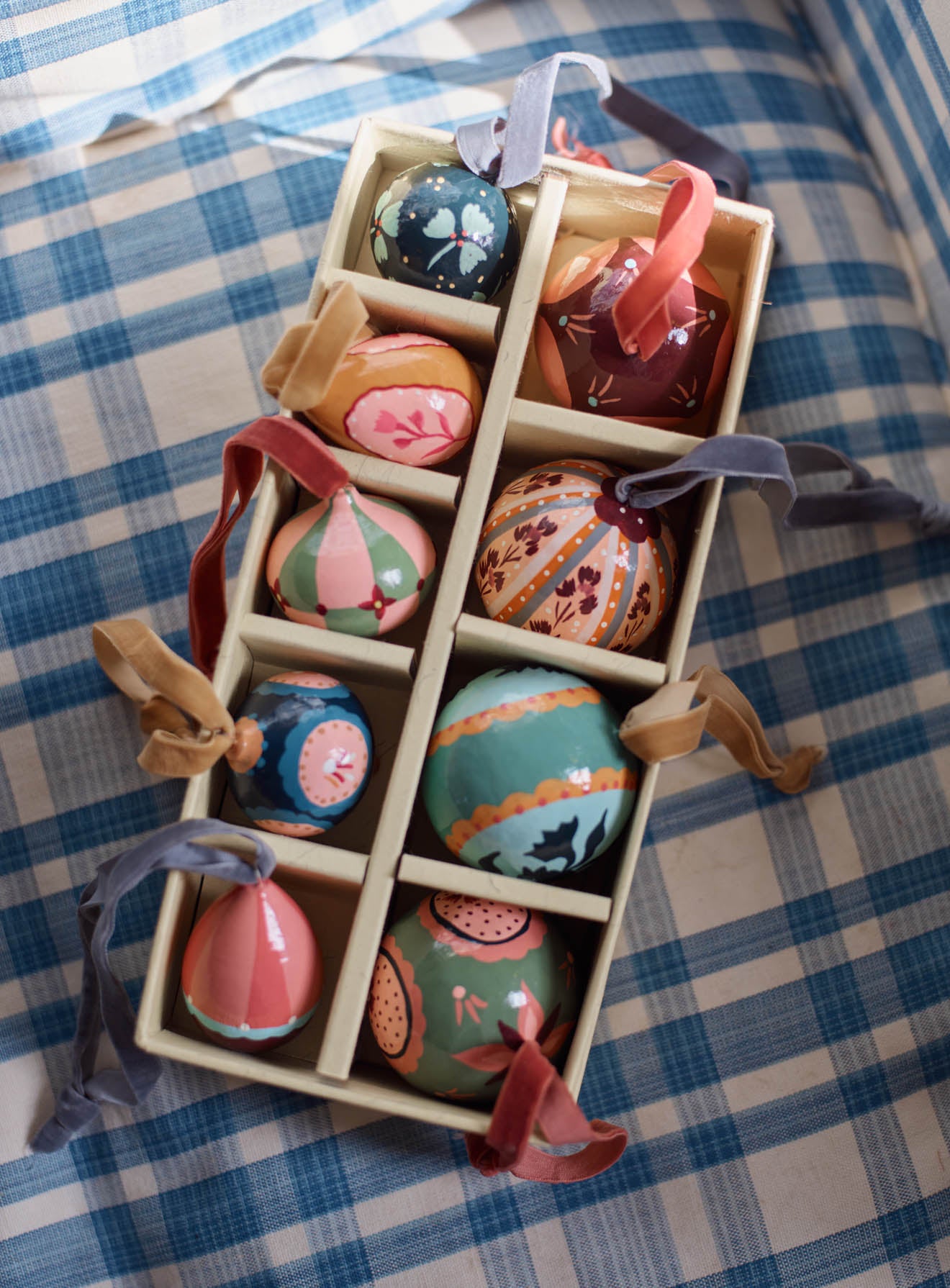 Hand Painted Decorations, Set of Nine