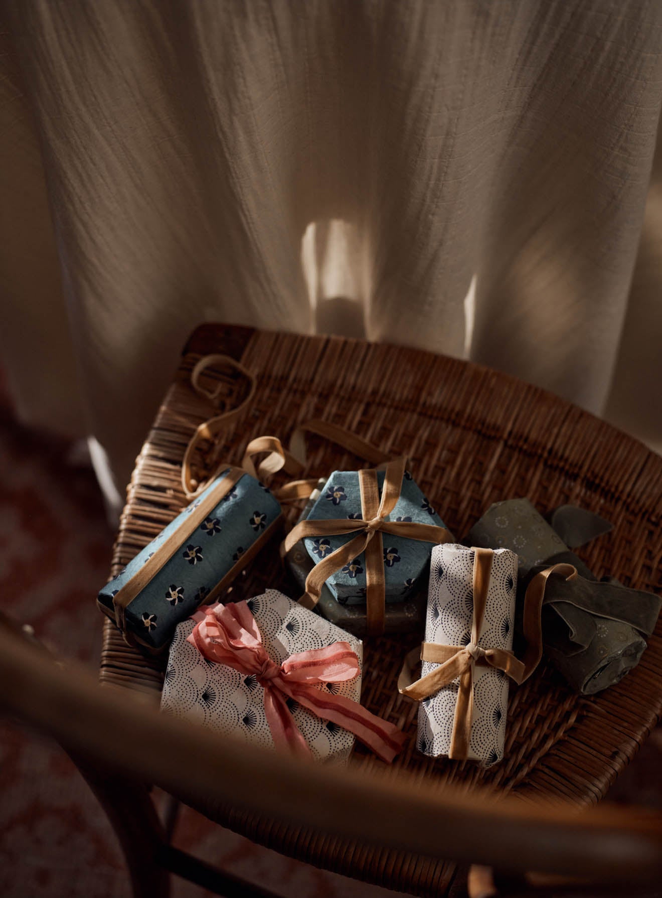 Handmade Wrapping Paper, Vintage Scallop, Set of Three