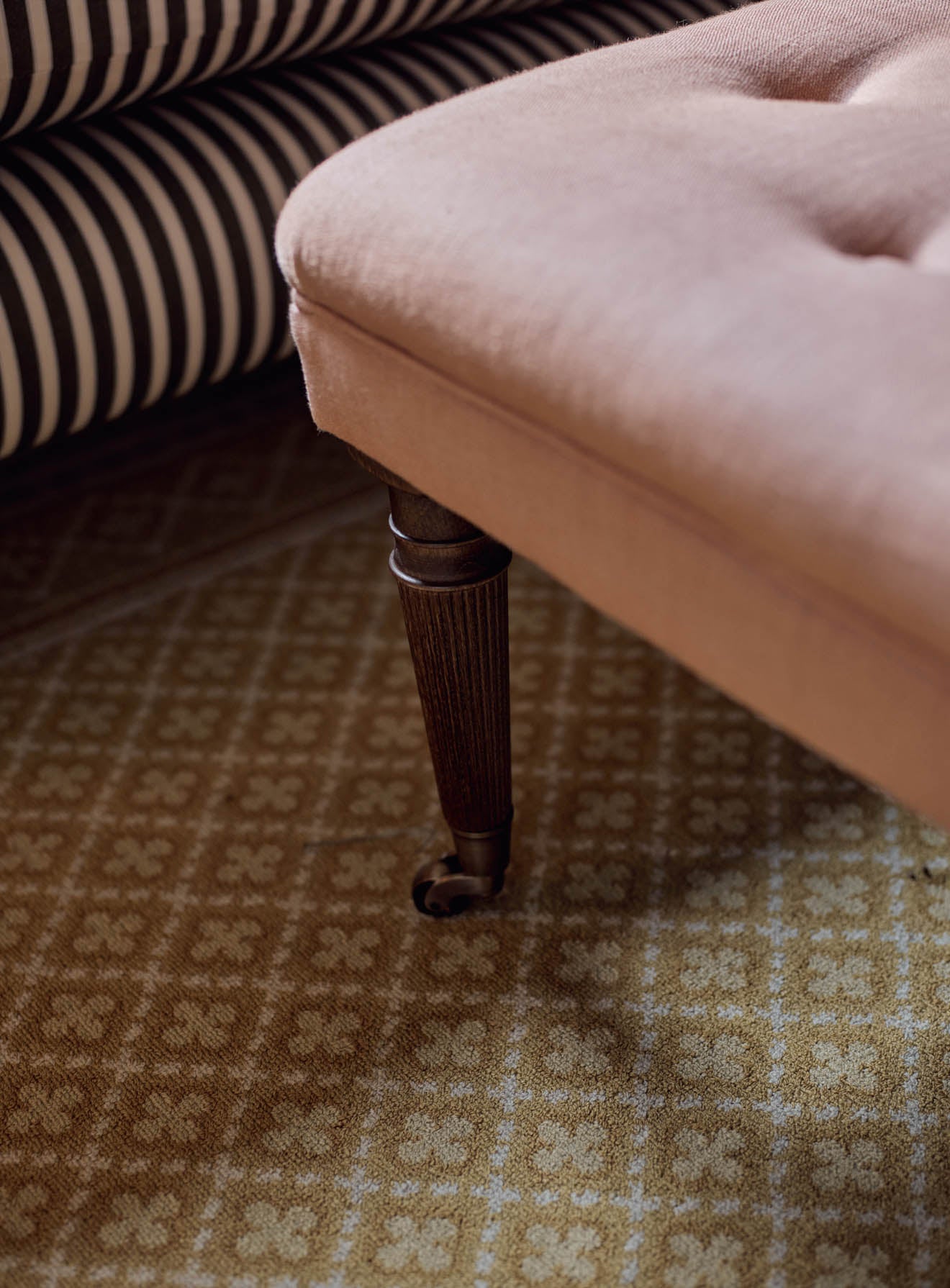 Freyer Footstool, Rectangular, Plaster Pink Linen