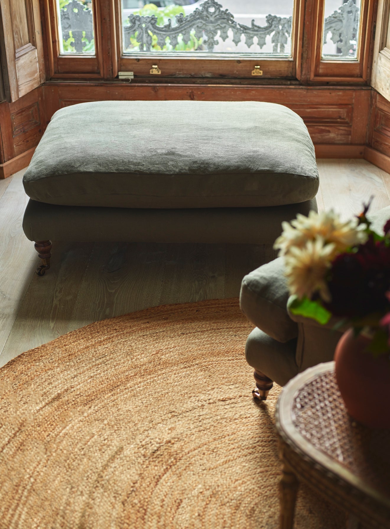 Remy Footstool, Parchment Cotton