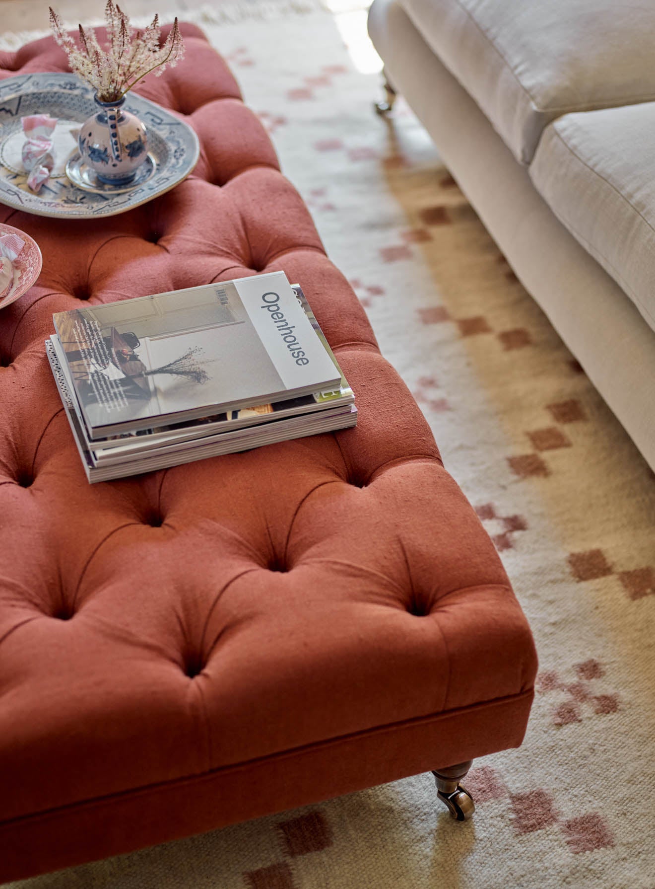 Elbert Ottoman, Rust Linen | Rowen & Wren