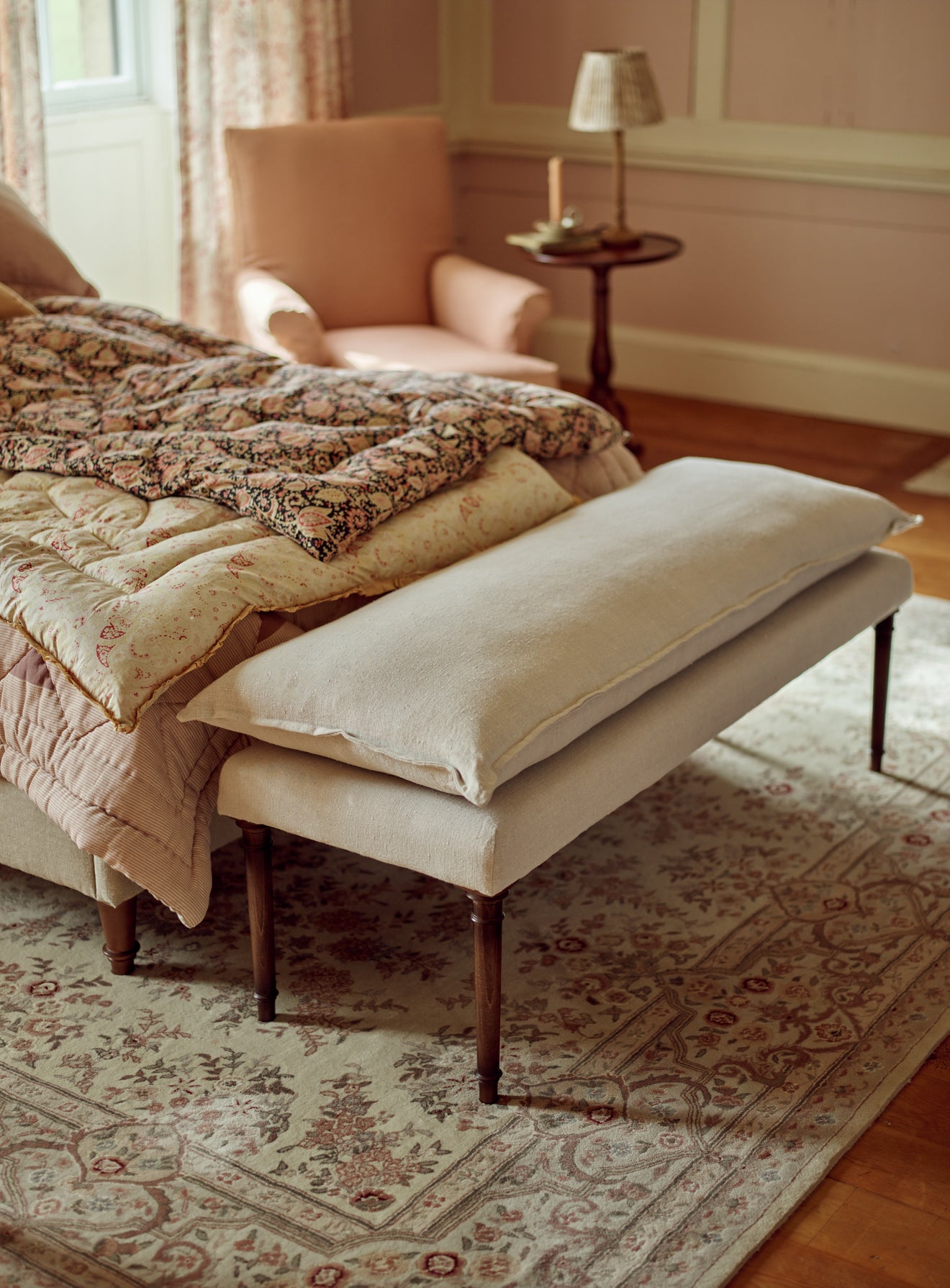 Mila Upholstered Bench Flax Linen
