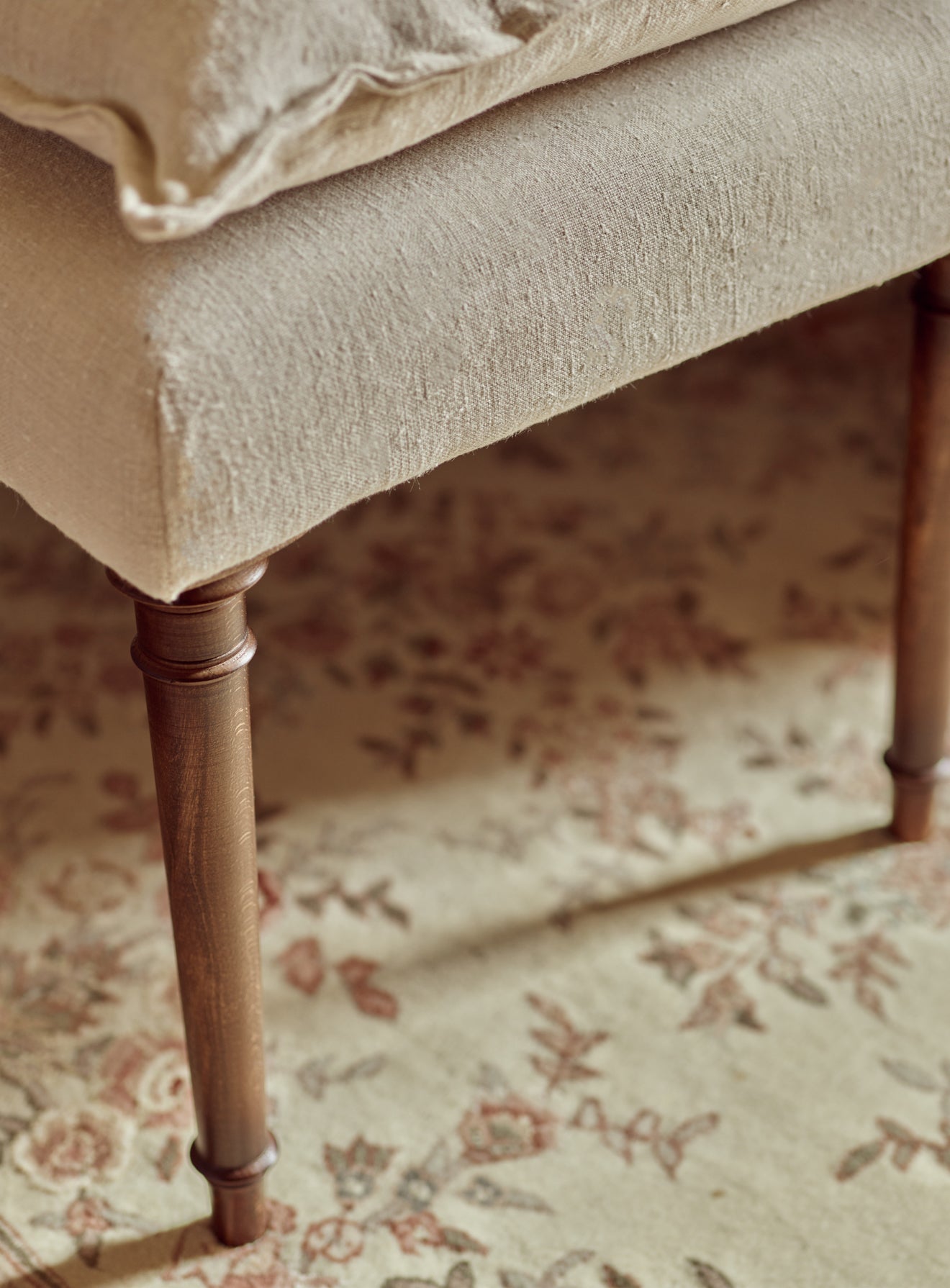 Mila Upholstered Bench, Straw Cotton