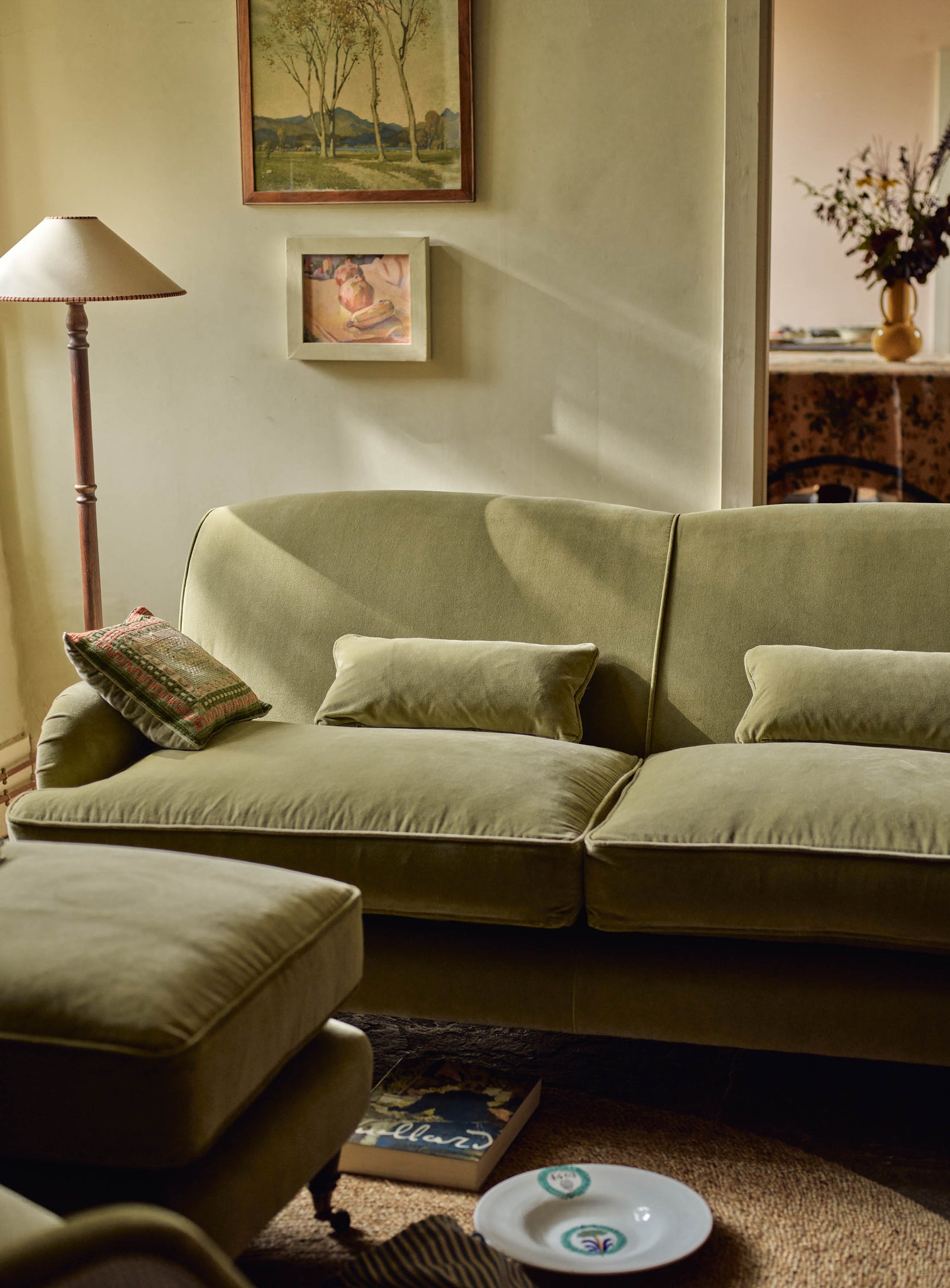 Abington Sofa, Three Seater, Blue Ticking Stripe
