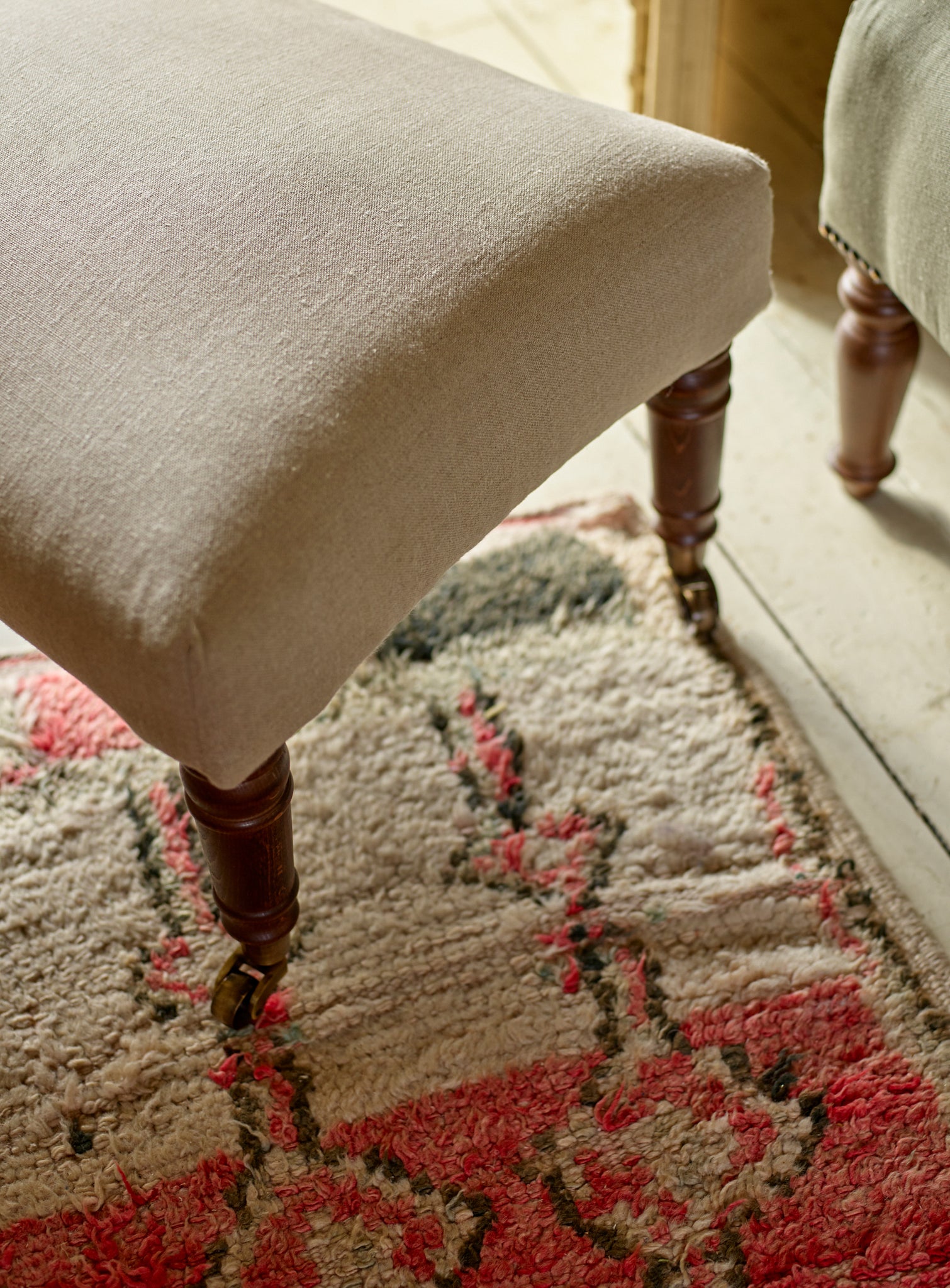Edmund Footstool, Small, Rust Linen