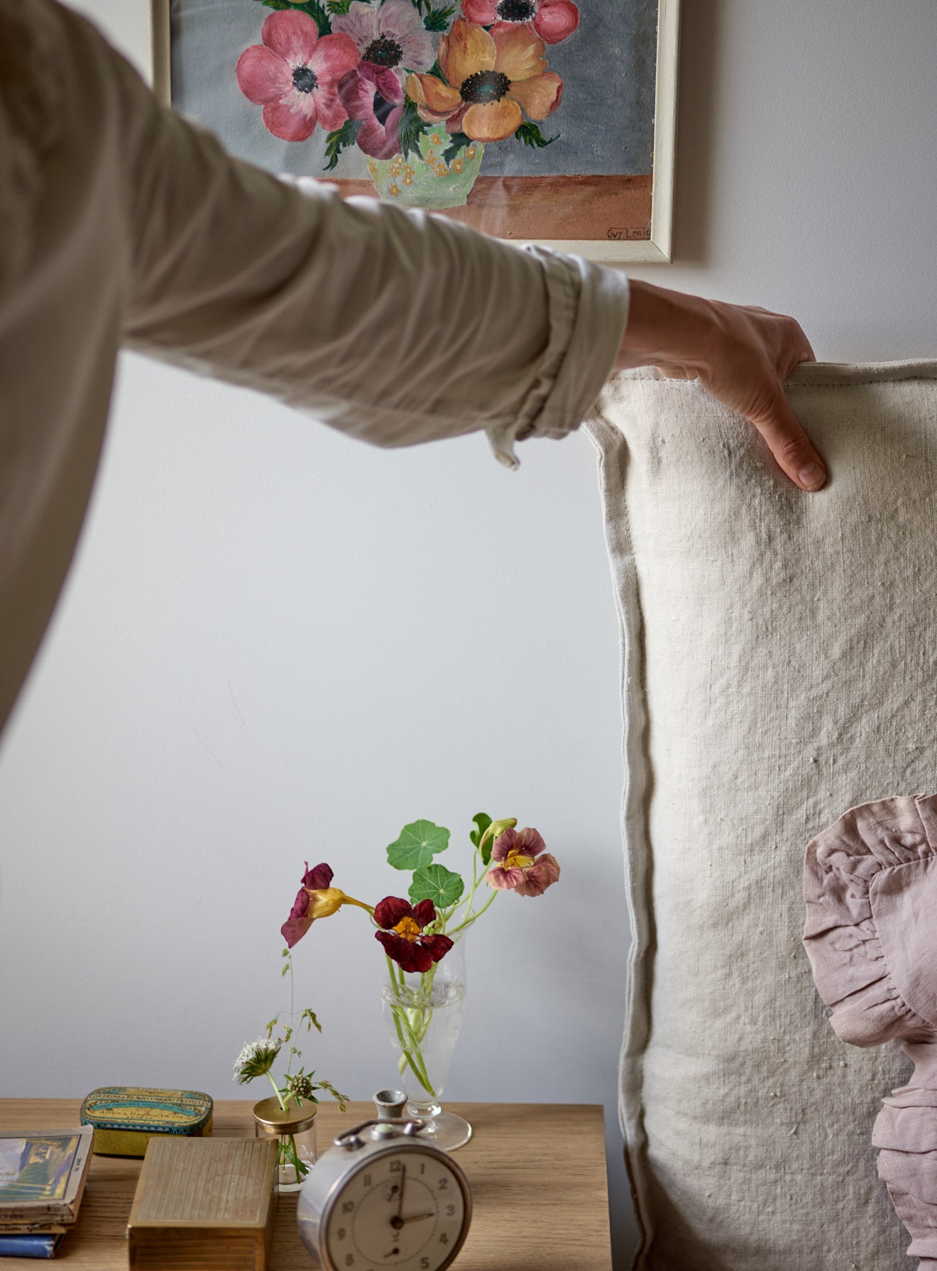 Mila Headboard, Moss Linen