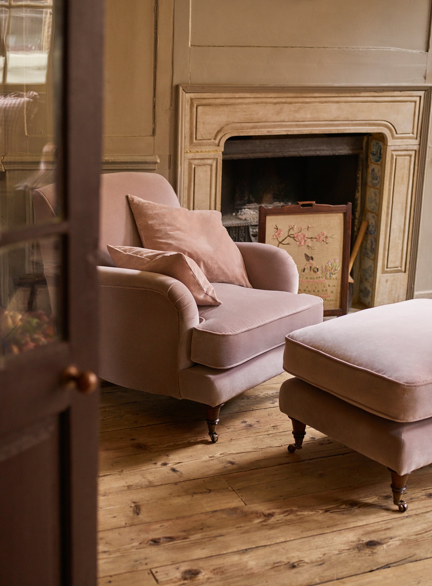 Abington Footstool, Heritage Ochre Stripe