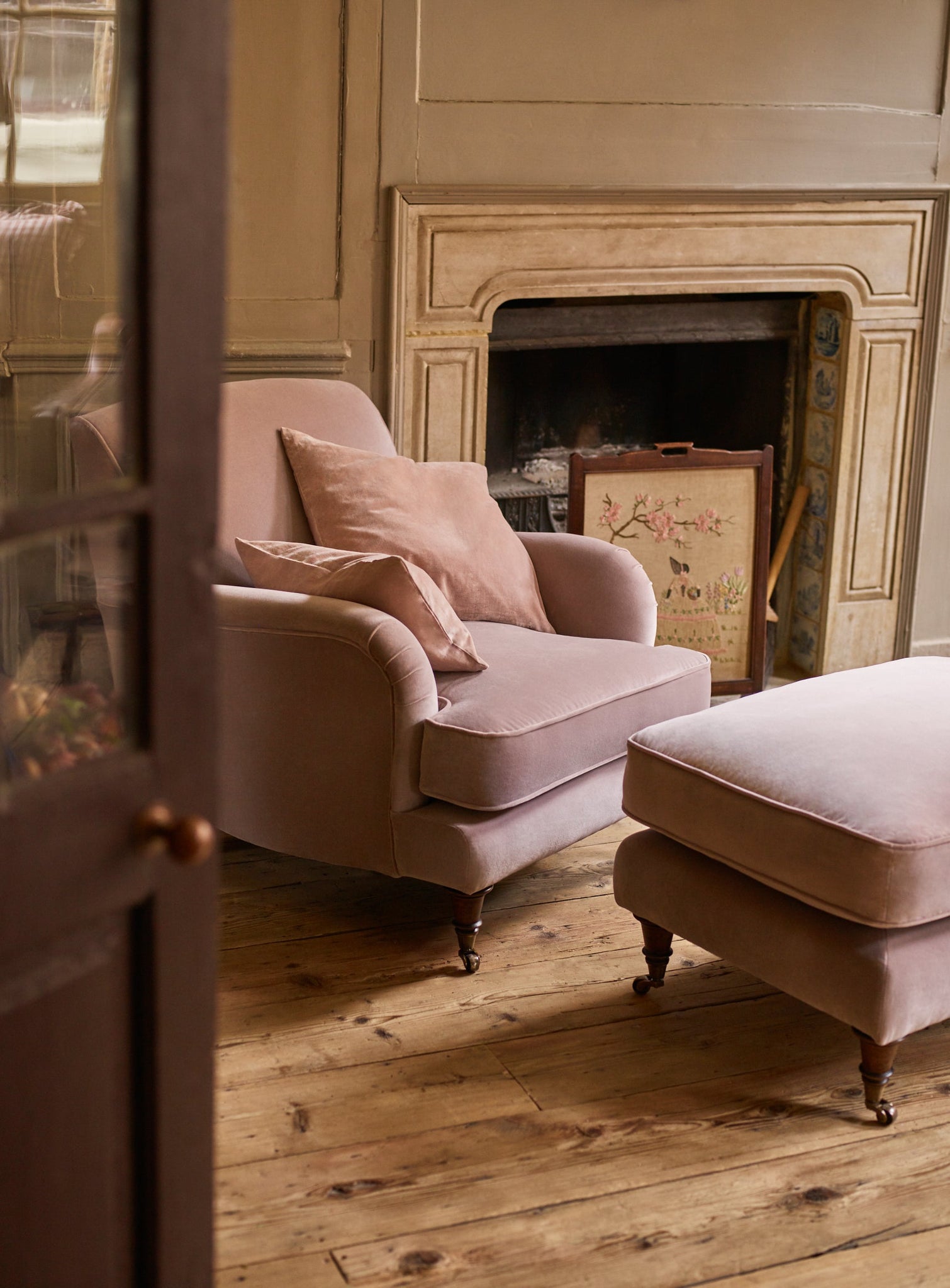 Abington Footstool, Parchment Cotton
