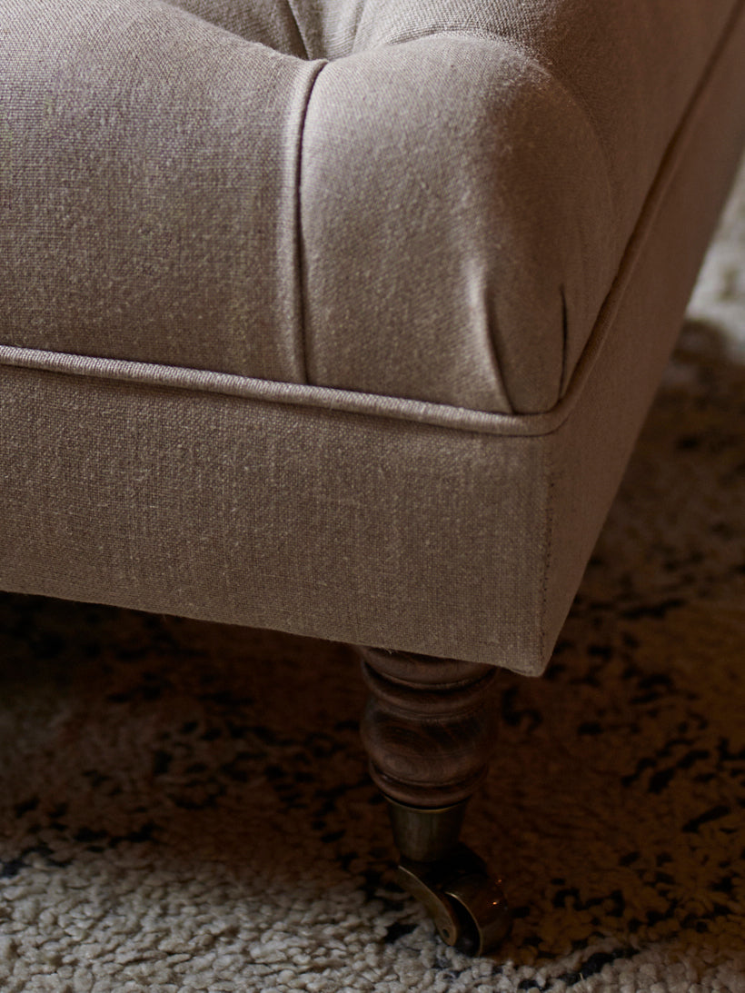 Elbert Footstool, Heritage Pink Stripe