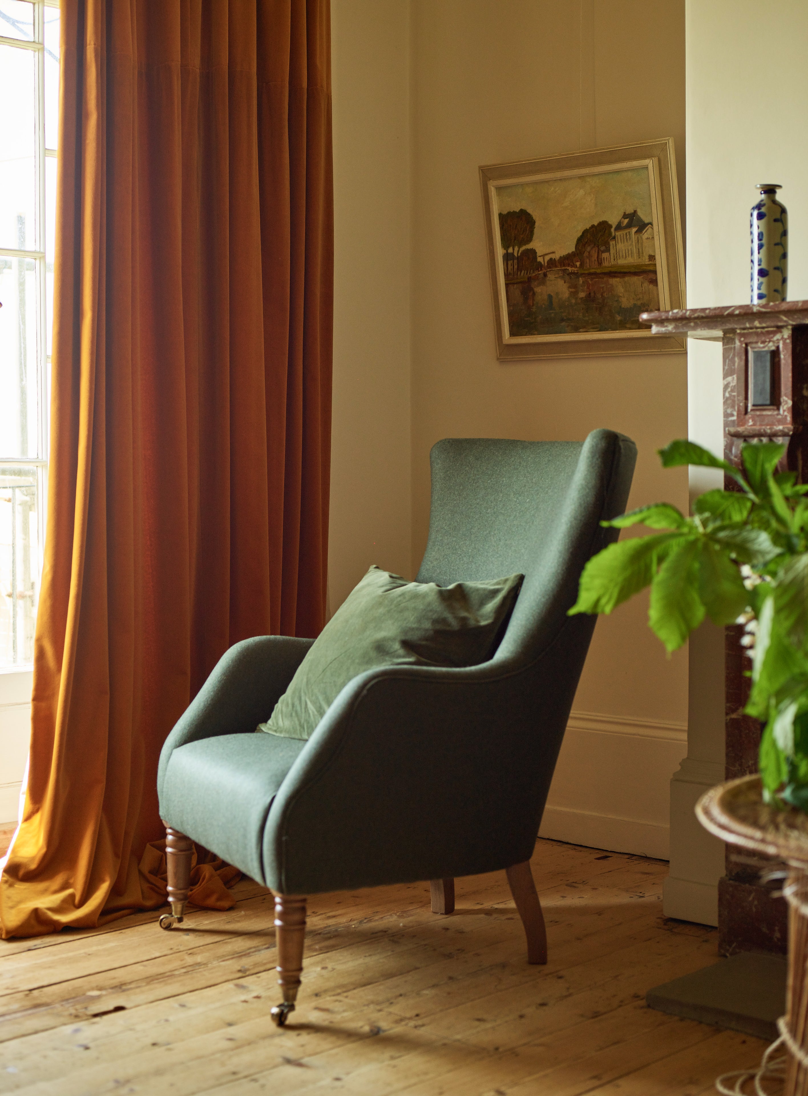Bromley Wingback Chair Moss Wool