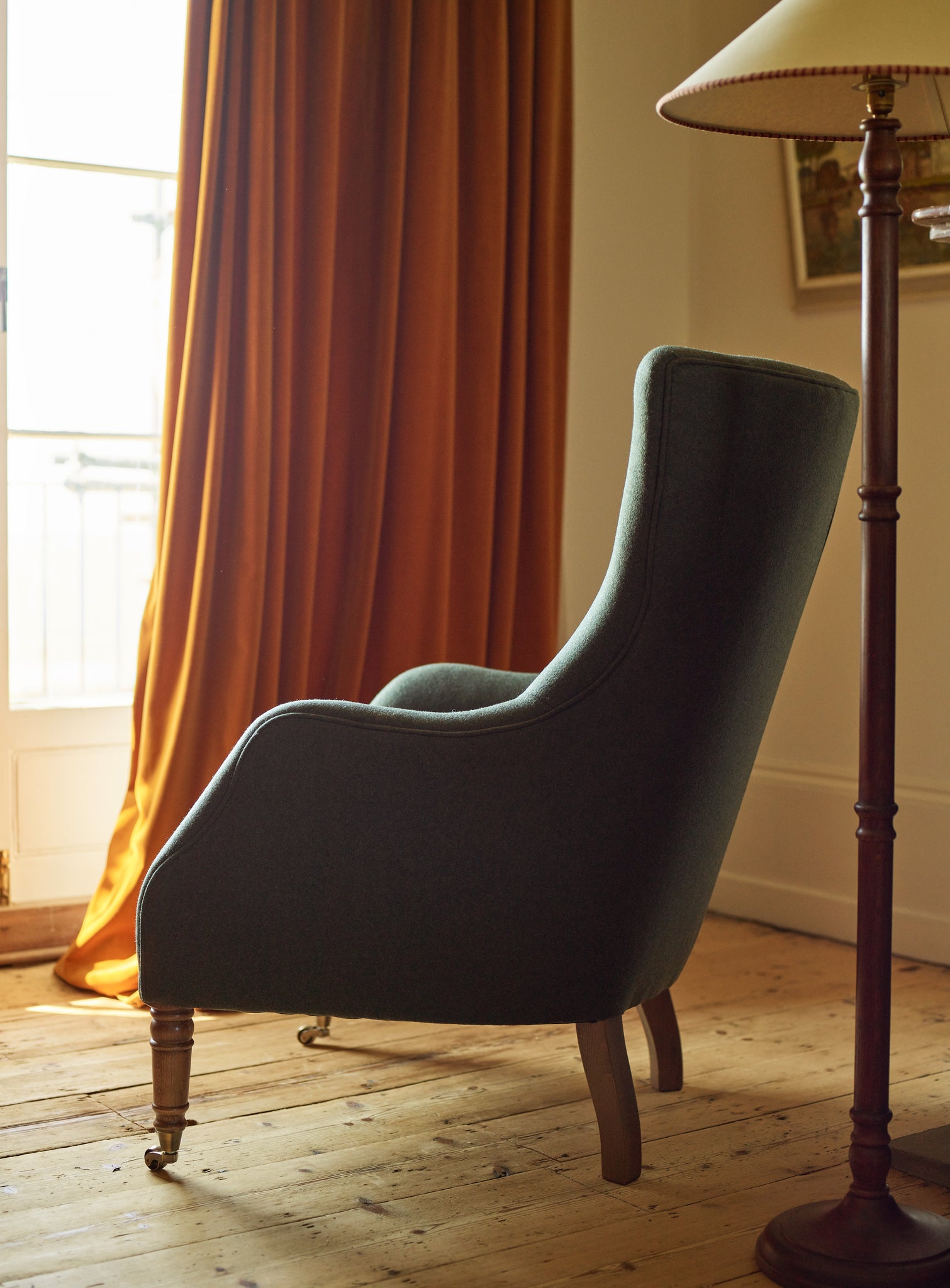 Bromley Wingback Chair, Moss Wool